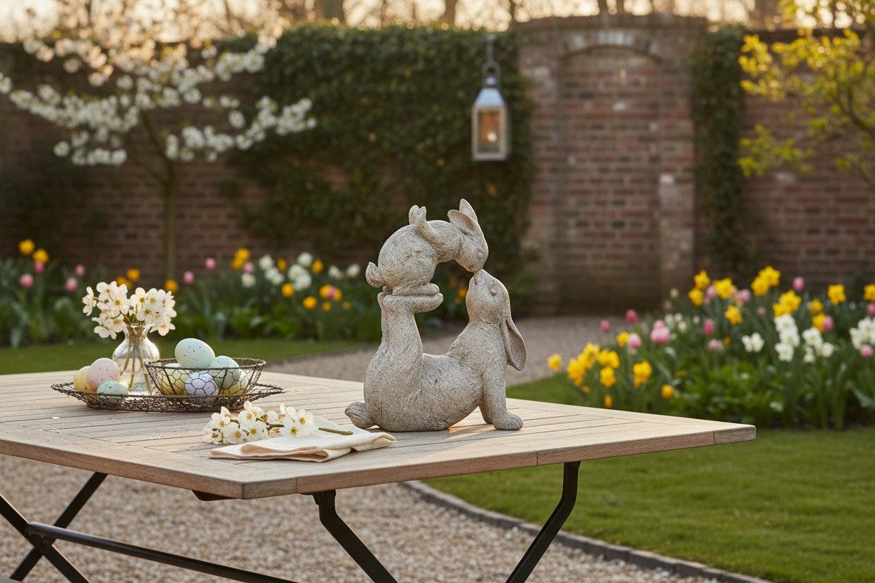 formano Dekofigur Hase mit Baby Stone-Weiss 30x37cm (1 St)