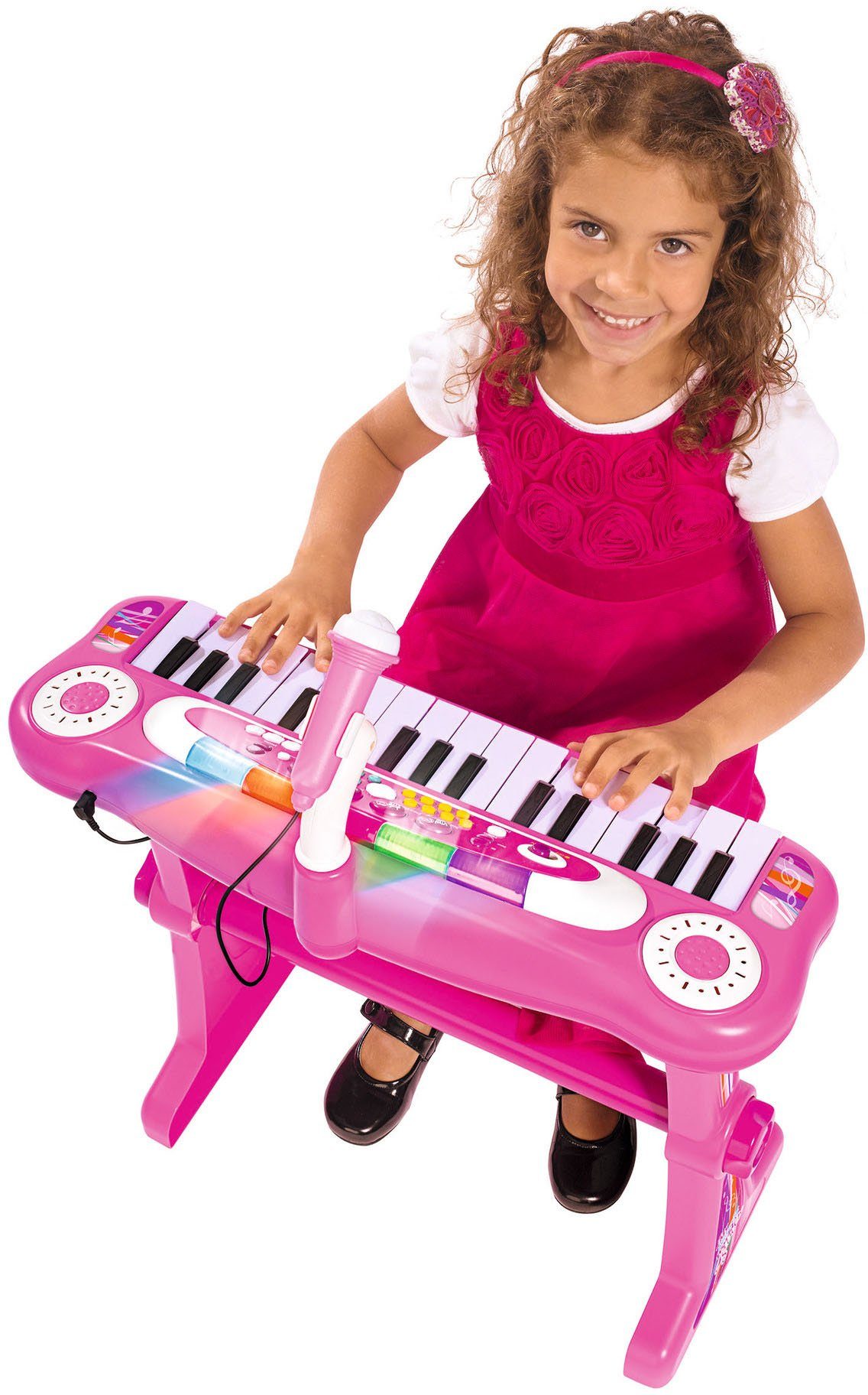 SIMBA Spielzeug-Musikinstrument My Music World Keyboard, pink, mit Hocker und Mikrofon
