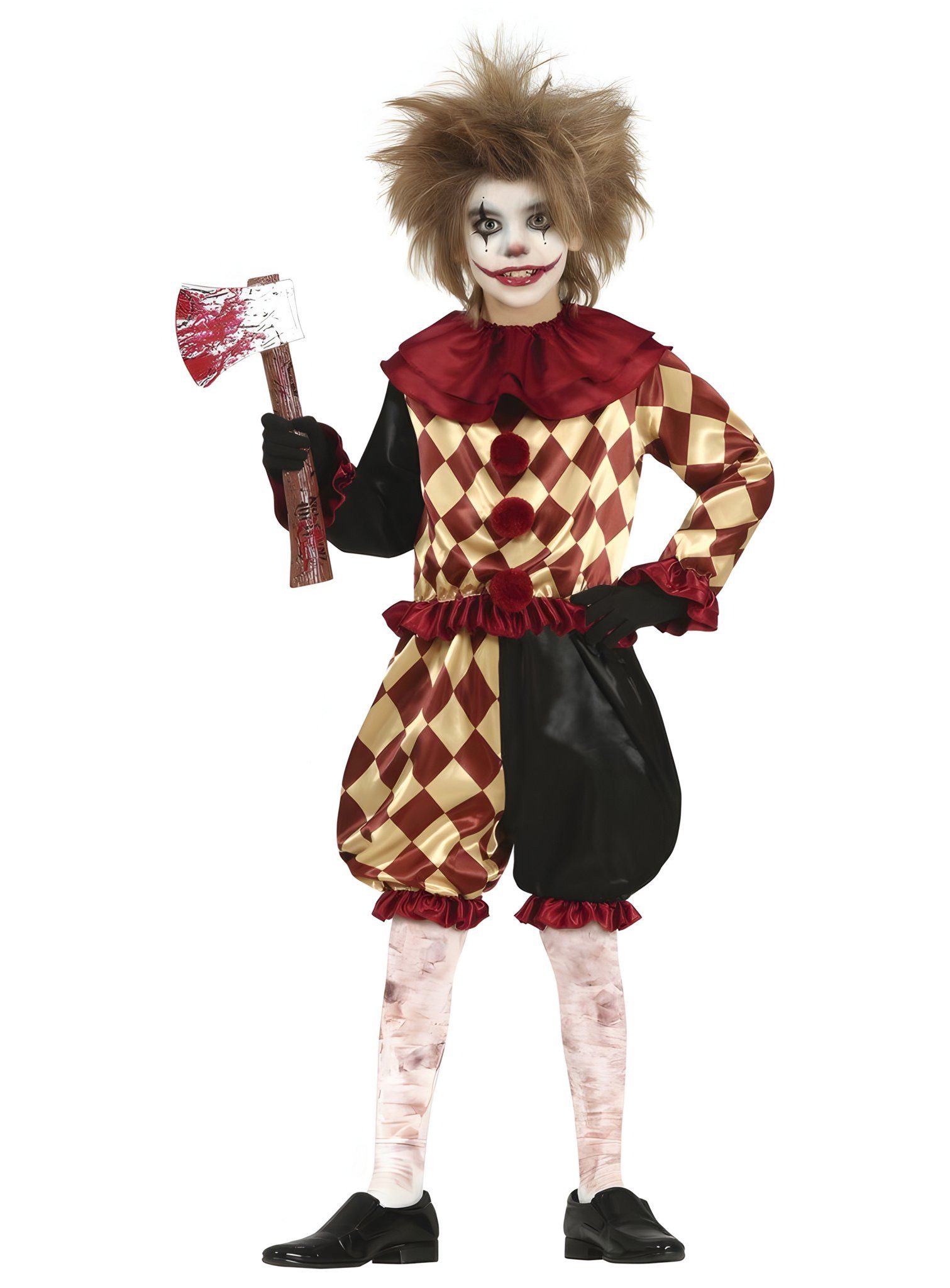 Metamorph Clown-Kostüm Horror Clown Kostüm für Kinder, Schauriges Zirkusclown-Kostüm für furchtlose Gruselfans