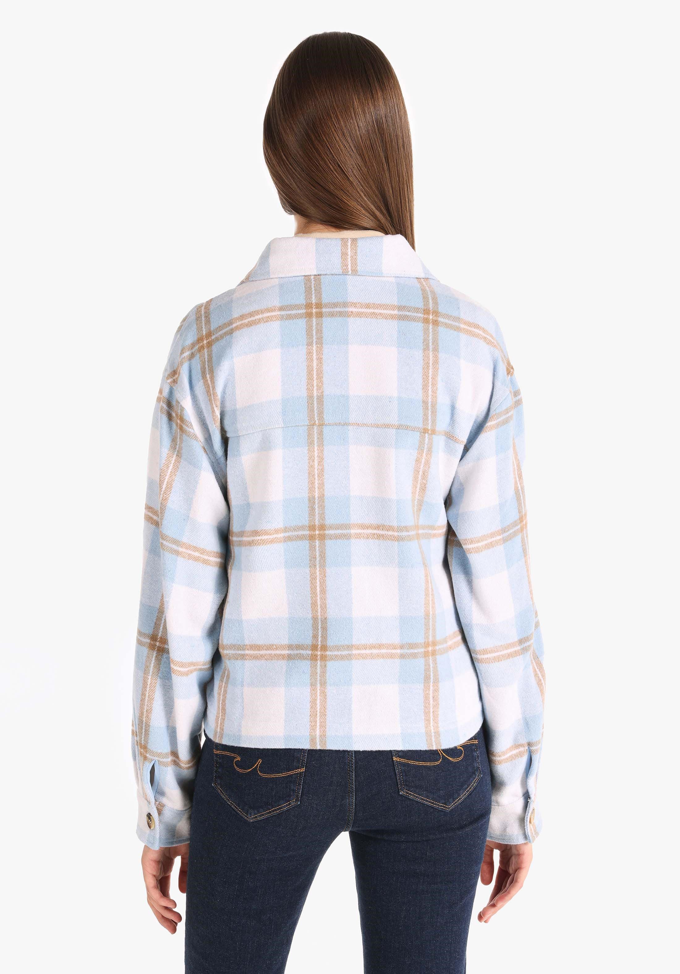 Colins Langarmhemd Colins Regular Fit Shirt Neck Plaid Damen Langarmshirt