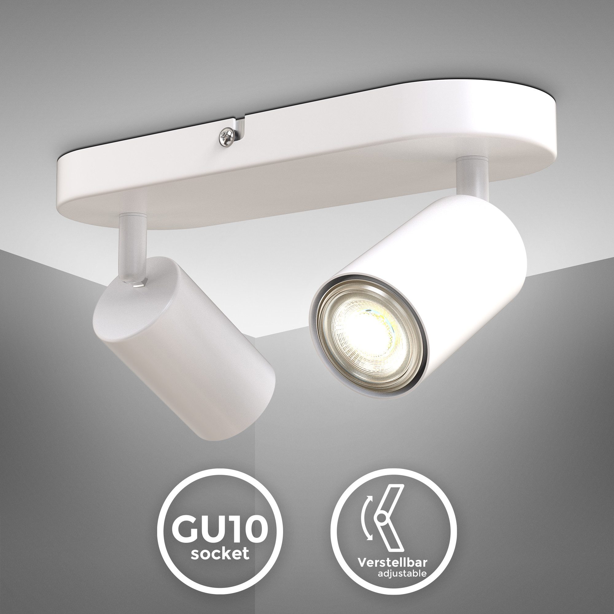 B.K.Licht Deckenleuchte LED Deckenlampe Wandleuchte Wohnzimmer, ohne Leuchtmittel, 1-flammig Lampe Wand Decke 230V Fassung GU10 Retro-Design Wohnzimmer