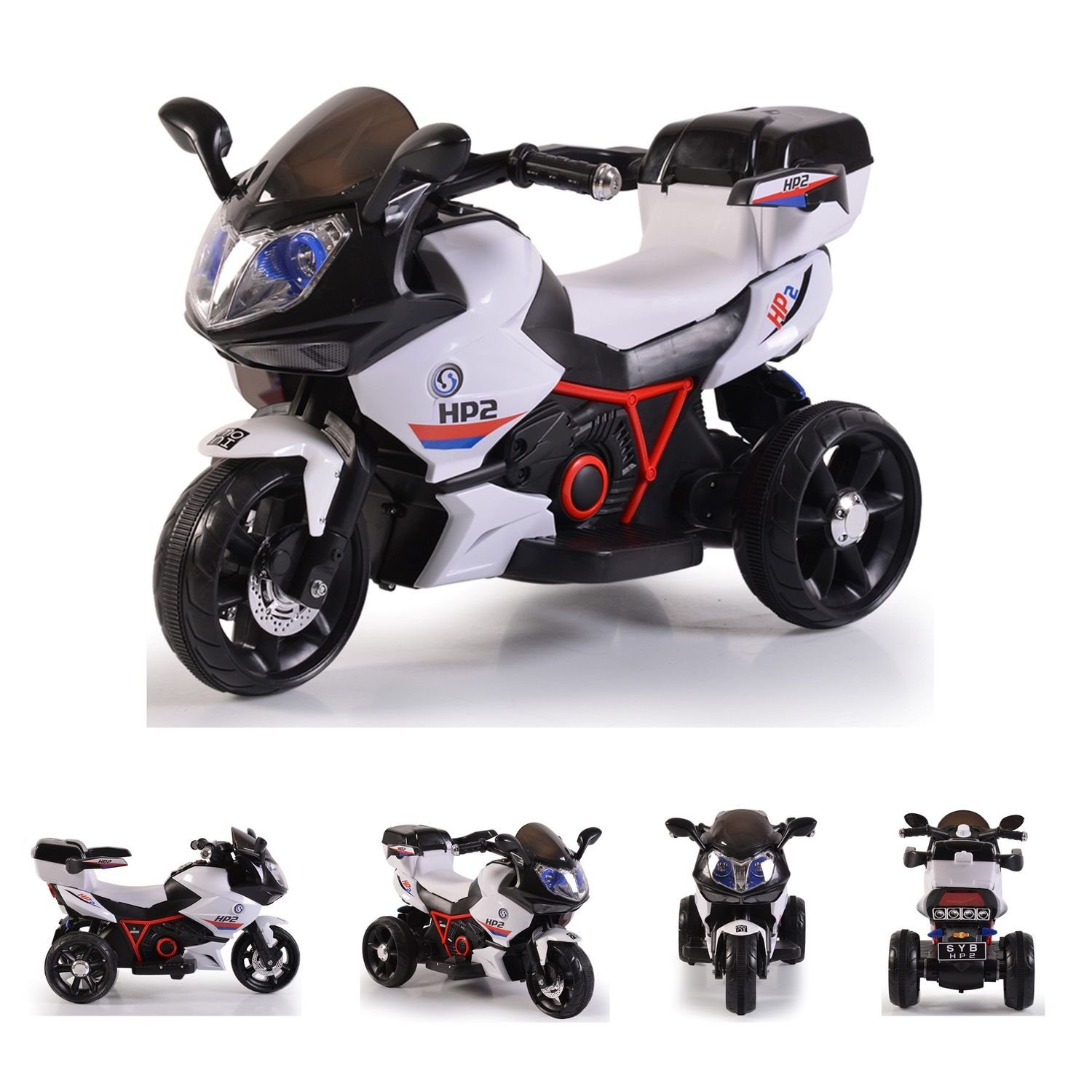 Moni Elektro-Kindermotorrad Kinder Elektromotorrad HP2 FB-6187, Belastbarkeit 30 kg, mit Musikfunktion, Spielzeugkorb, ab 3 Jahre