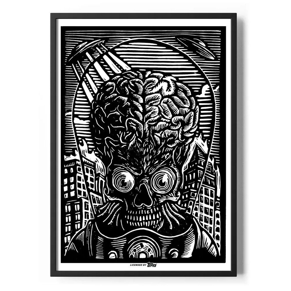 Mars Attacks Poster B&W Art Poster Standard