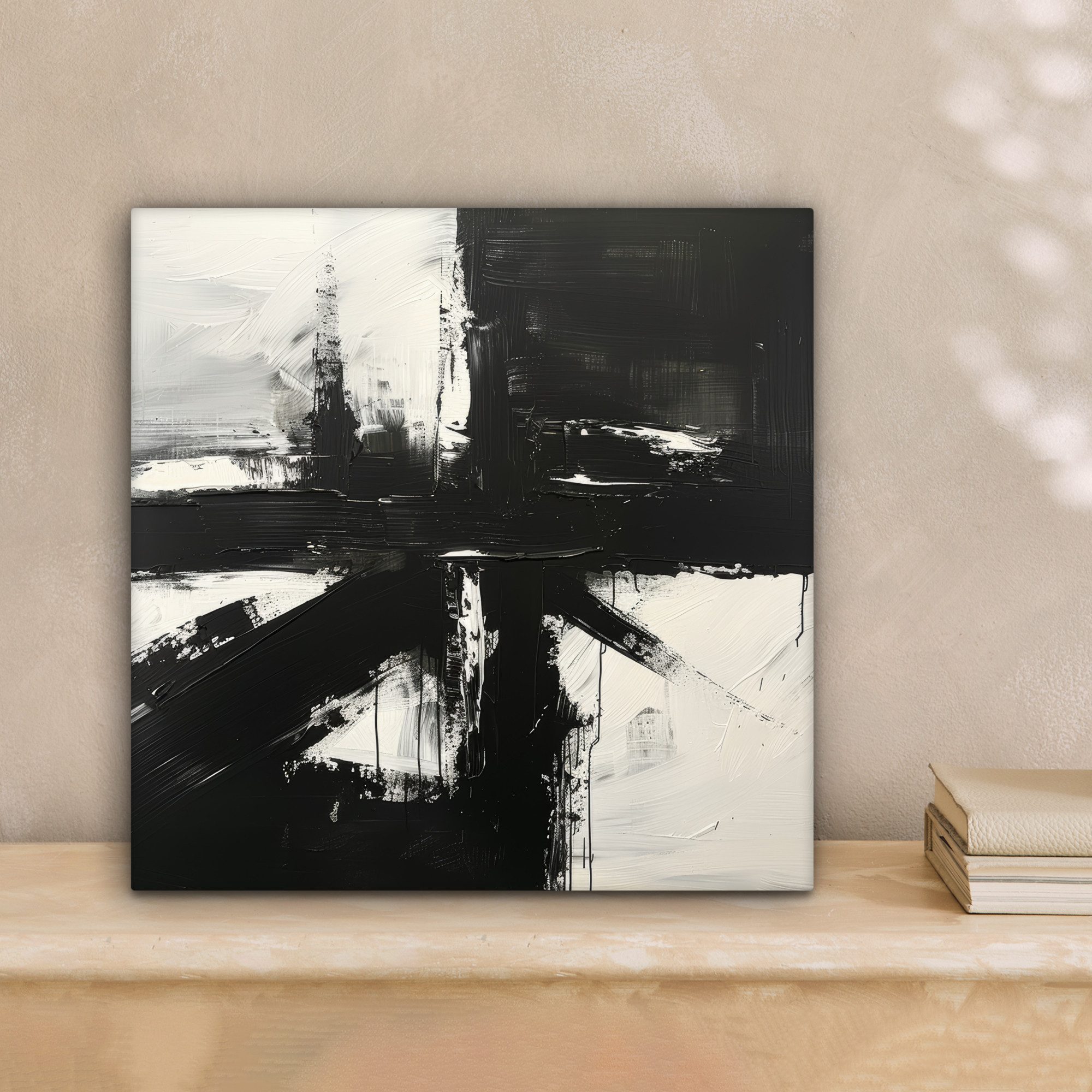 OneMillionCanvasses® Leinwandbild Modern - Schwarz und weiß - Abstrakt - Kunst, Fotodruck (1 St), Wandbild, Deko Schlafzimmer Wohnzimmer Flur 20x20 cm