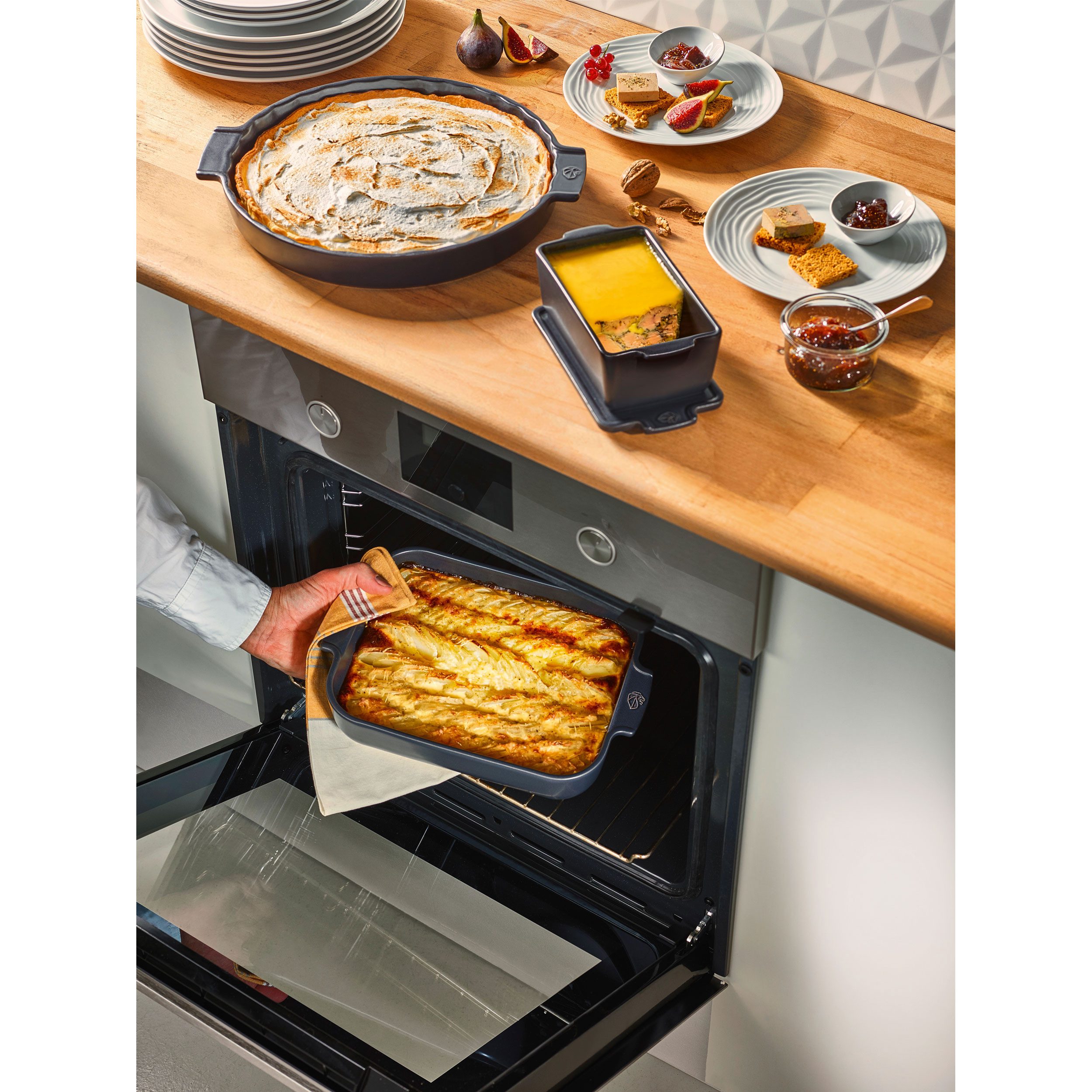 PEUGEOT Auflaufform APPOLIA Keramik 32cm Rechteckig Schiefergrau Backofen, Keramik, Keramik