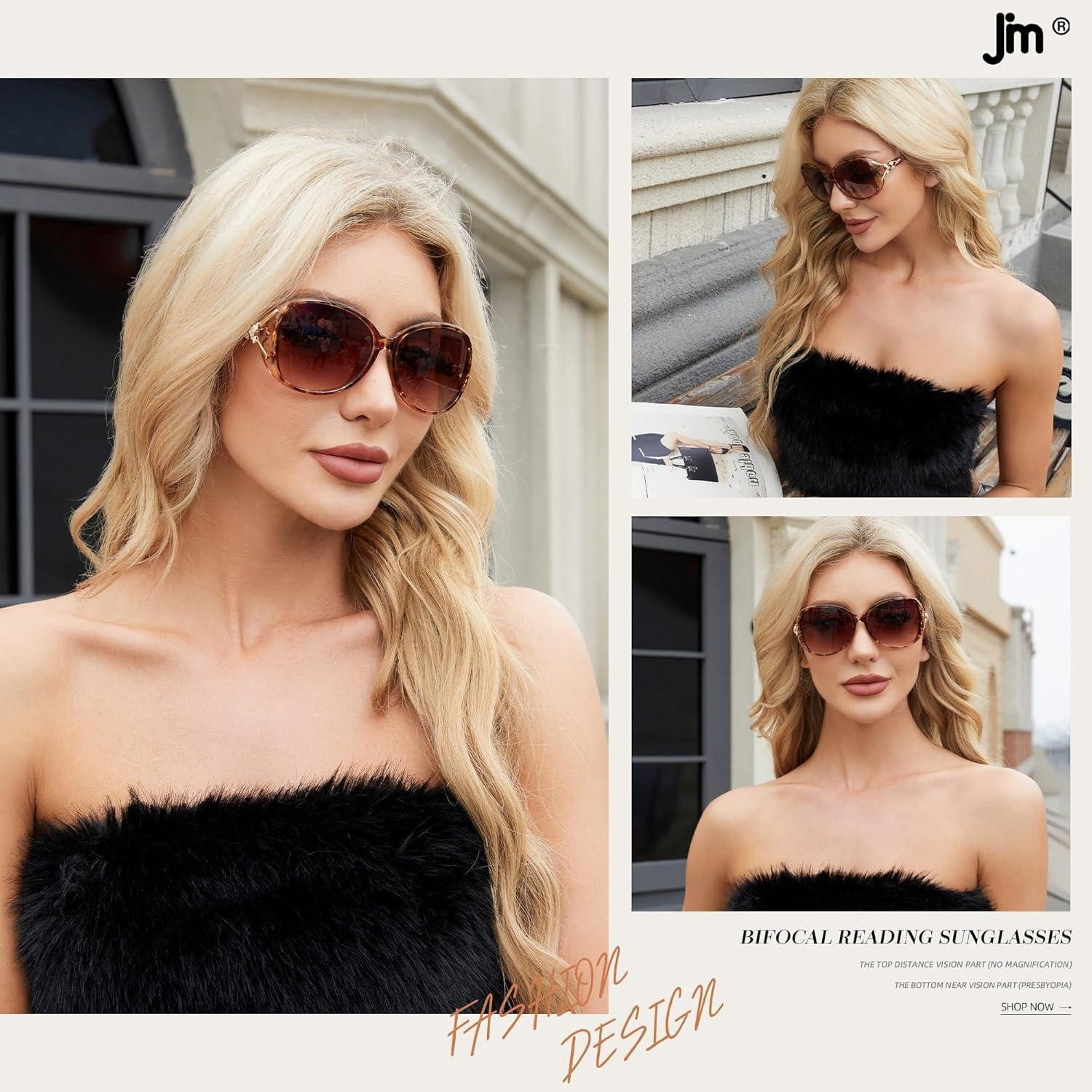 LuxusKollektion Retrosonnenbrille Bifokale Lese-Sonnenbrille Damen Vintage Oval Schwarz/Schildpatte