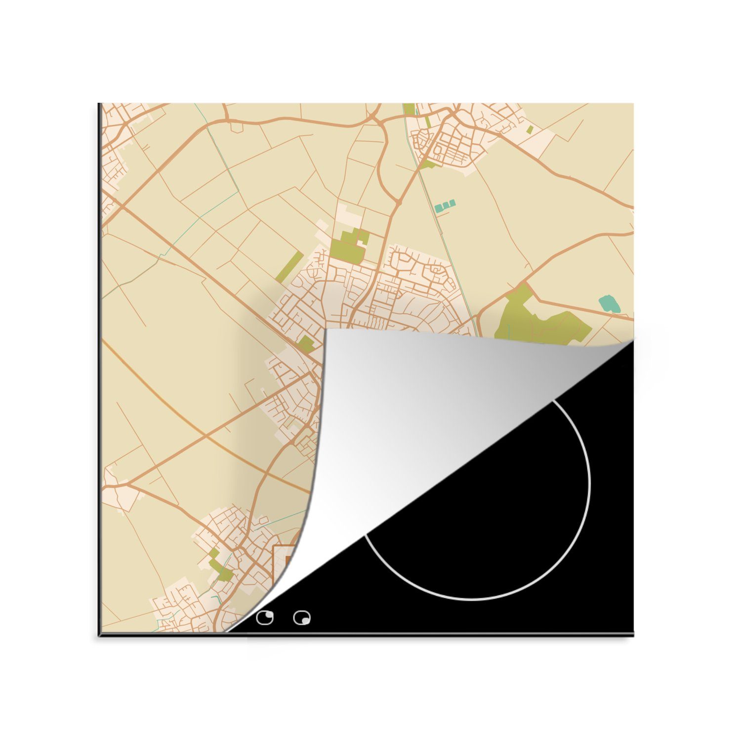 MuchoWow Herdblende-/Abdeckplatte Pulheim - Karte Vintage cm, küche Ceranfeldabdeckung, Karte, Arbeitsplatte - tlg), 78x78 (1 für - Vinyl