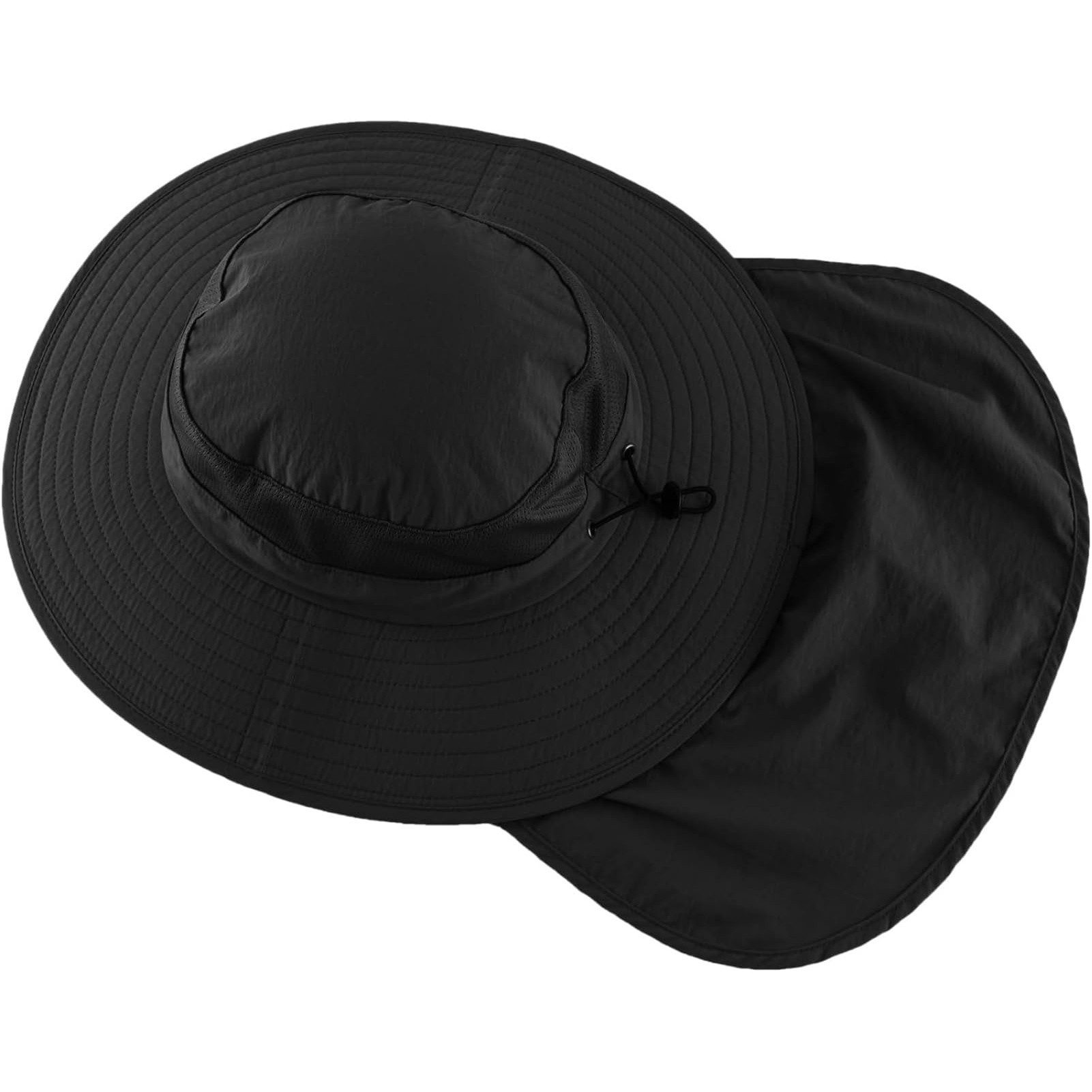 FOUORTUNATE-BEE Sonnenhut Outdoor-Sonnenhut Damen Herren mit breiter Krempe Mesh (mit Nackenklappe und Kinnriemen Sommer Hut, Faltbar und Schnell trocknend, Leichter) für Wandern, Strand und Reisen