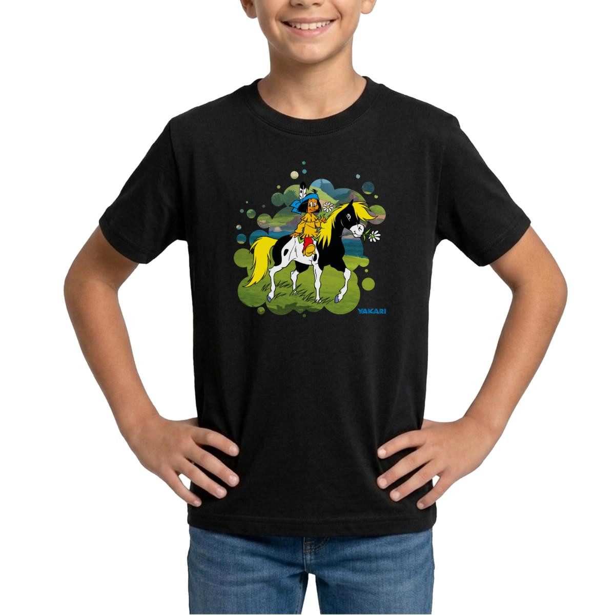 Spreadshirt T-Shirt Yakari Reitet Aus Auf Pferd Kleiner Donner Teenager T-Shirt (1-tlg)