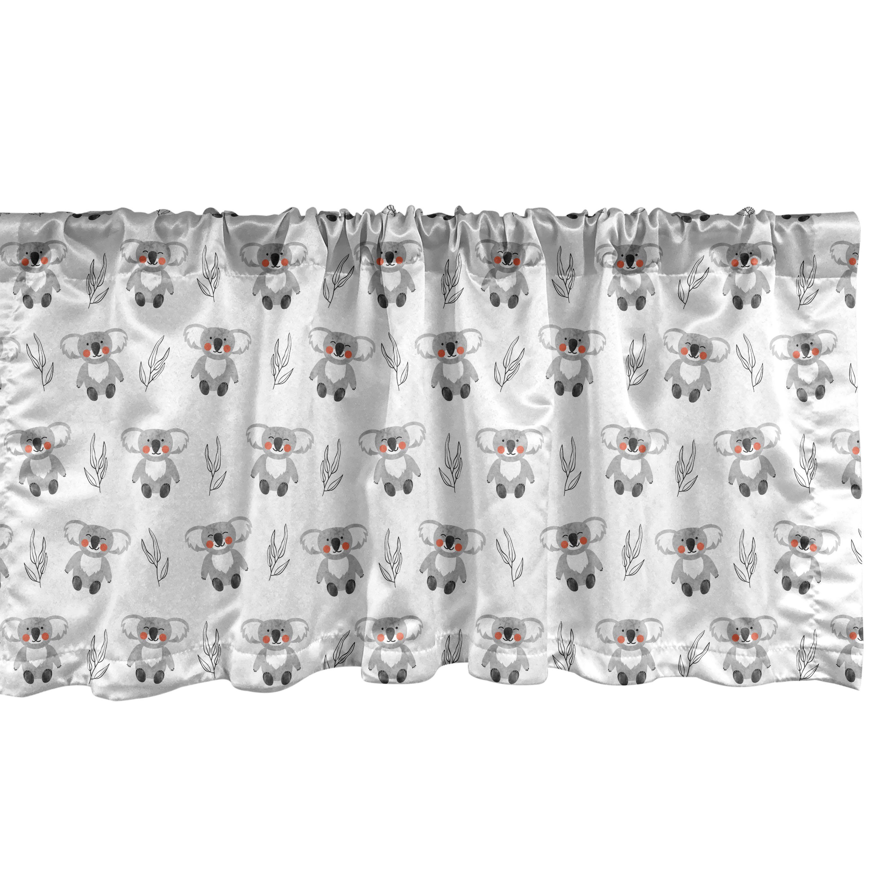 Scheibengardine Vorhang Volant für Küche Schlafzimmer Dekor mit Stangentasche, Abakuhaus, Microfaser, Koala Woodland Themed Bären Blätter
