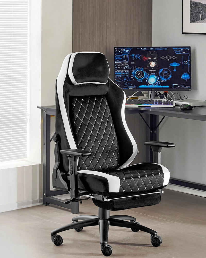 Woltu Gaming-Stuhl (1 St), Bürostuhl mit adaptiver Lendenwirbelstütze, Fußstütze Armlehnen