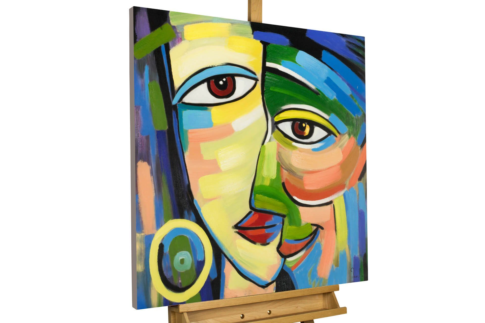 KUNSTLOFT Живопис Eins mit dir 80x80 cm, Leinwandbild 100% HANDGEMALT Wandbild Wohnzimmer