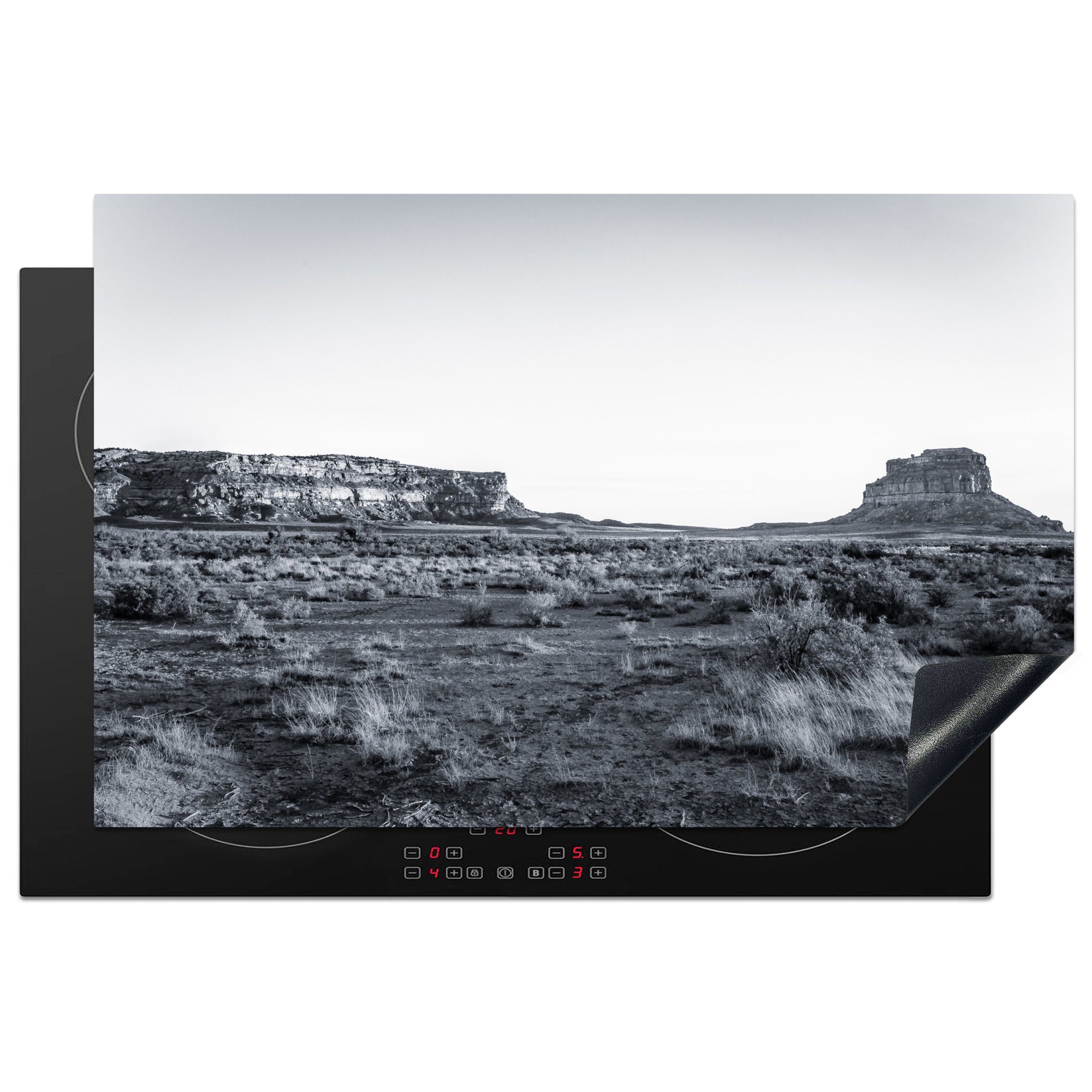 MuchoWow Herdblende-/Abdeckplatte cm, Schwarz-Weiß-Foto Vinyl, tlg), Induktionskochfeld küche, für Schutz (1 Ceranfeldabdeckung Chaco-Nationalpark, vom die 81x52