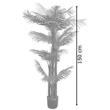 Kunstpalme Palme Palmenbaum Arekapalme Kunstpflanze Künstliche Pflanze 150 cm, Decovego
