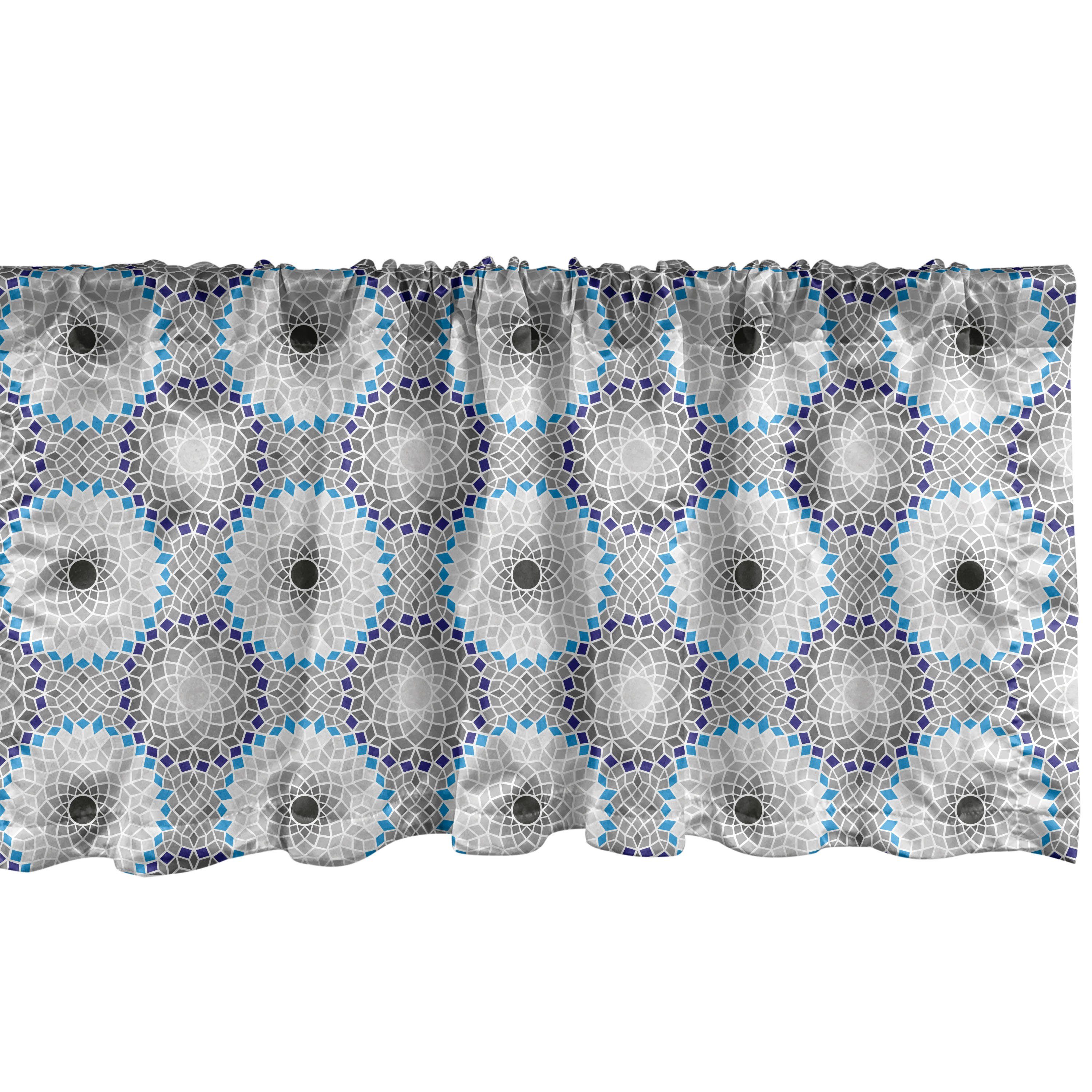 Scheibengardine Vorhang Volant für Küche Schlafzimmer Dekor mit Stangentasche, Abakuhaus, Microfaser, Mosaik Traditionelle Geometrische Runde