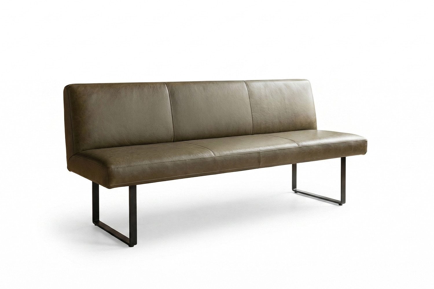 KAWOLA Sitzbank ELEEN Esszimmerbank Leder pigmentiert – modernes Design, 203 cm Breite, hoher Sitzkomfort, Metallgestell schwarz