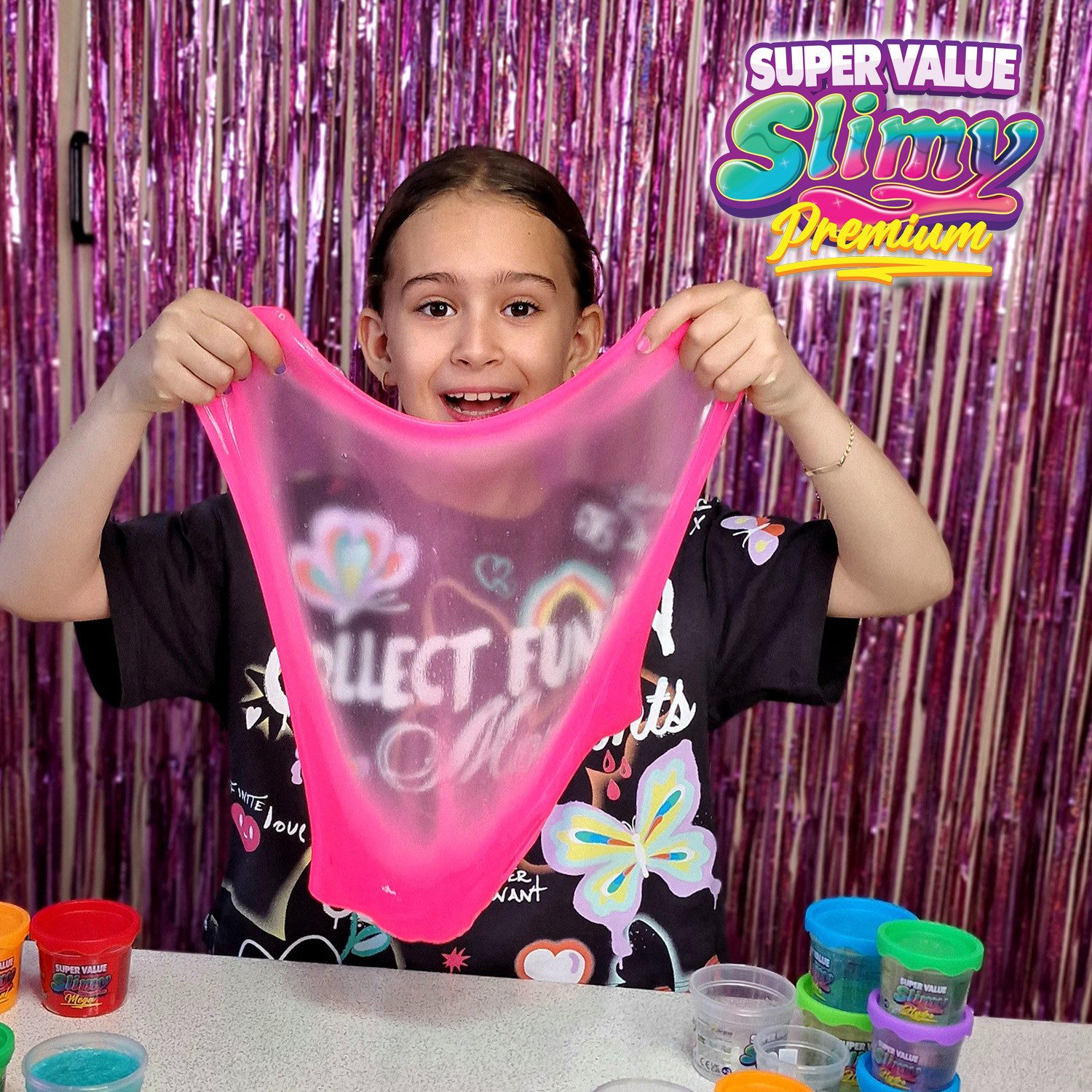 Slimy® Knete Super Value (Original Slimy Slime Set, 1-tlg., mit 3 verschiedenen Spielmassen in 9 Farben), 4er-Pack