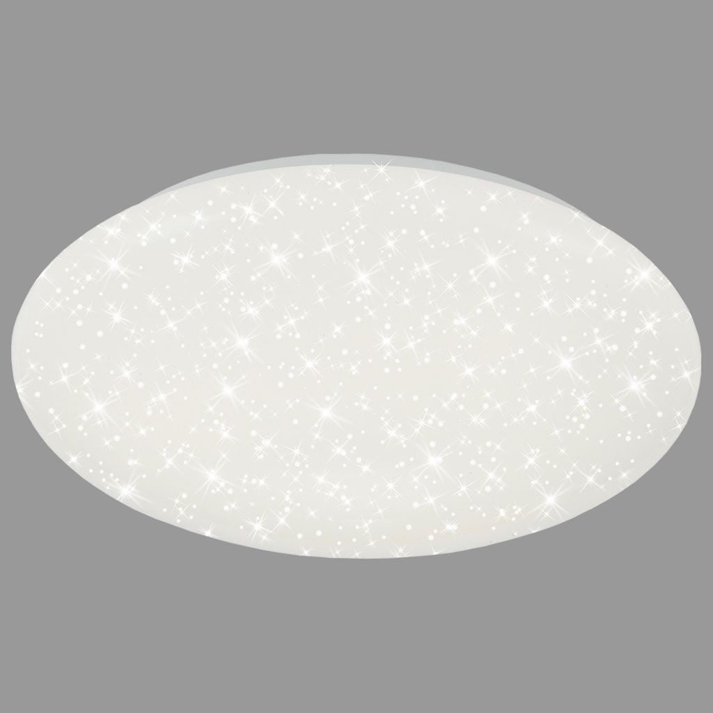 Briloner Leuchten LED Deckenleuchte 3320-216, Sternenhimmel, LED fest integriert, 2700K - Extra-Warmweiß, Deckenlampe, 38x7cm, Weiß, 18W, Wohnzimmer, Schlafzimmer, Küche, Flur