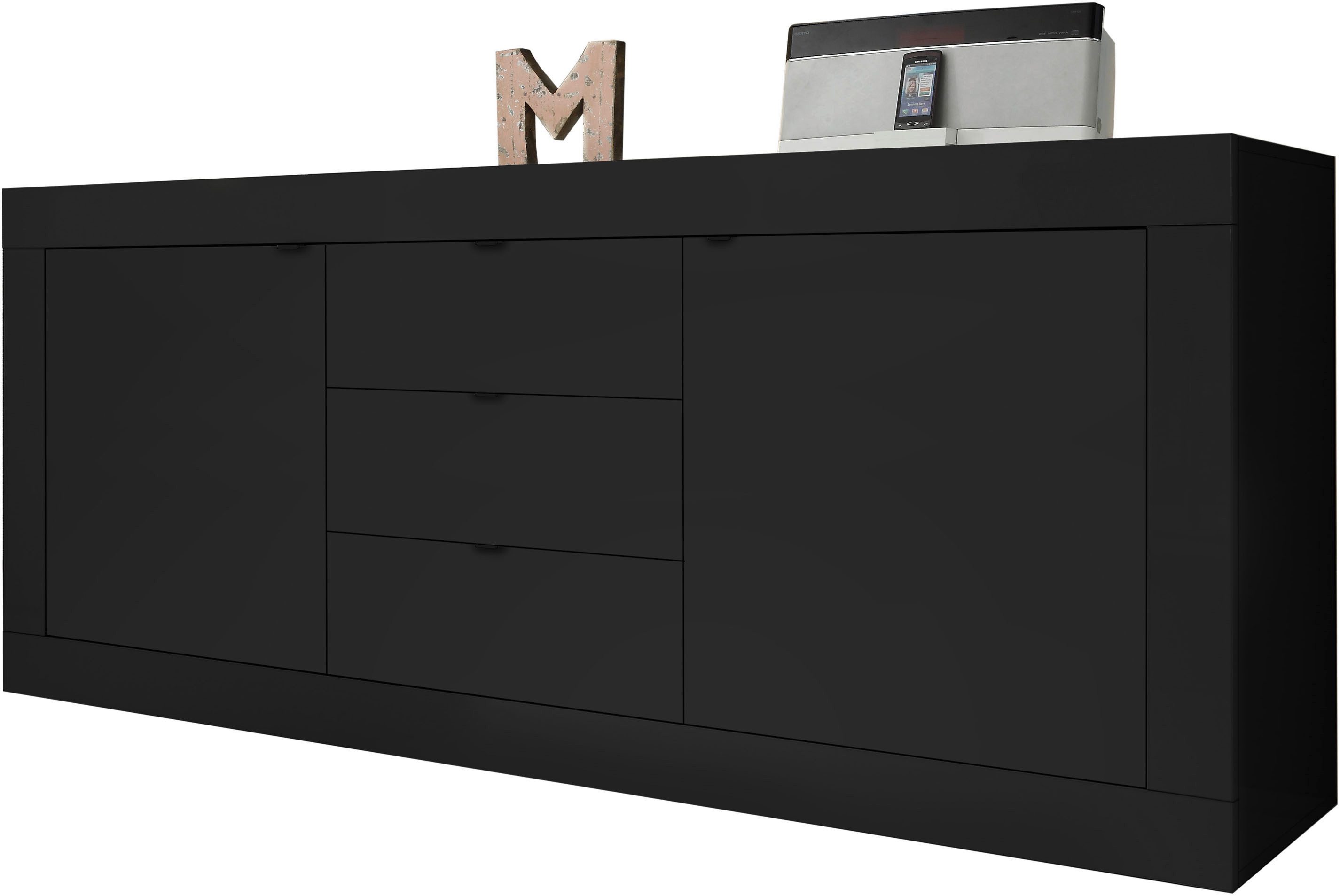 INOSIGN Sideboard Basic Breite 210 cm, Kommode 2 Türen, 3 Schubkästen, Anrichte, Metallgriff, moderne Rahmenoptik, viel Stauraum, Farbauswahl
