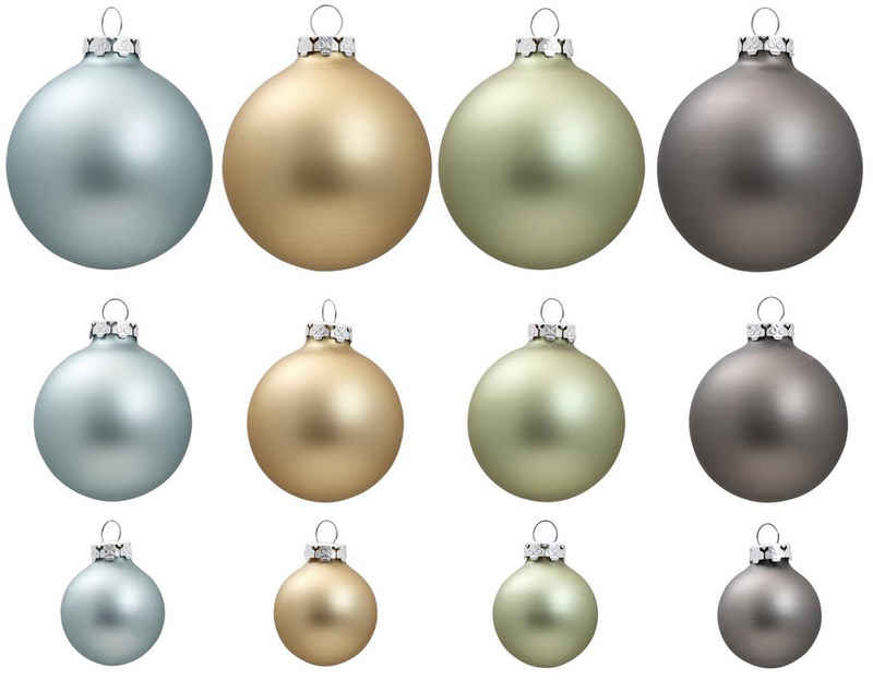 Thüringer Glasdesign Weihnachtsbaumkugel »Sanftmütige Stille, Weihnachtsdeko, Christbaumschmuck« (40 St), hochwertige Christbaumkugeln aus Glas, 40-teilig