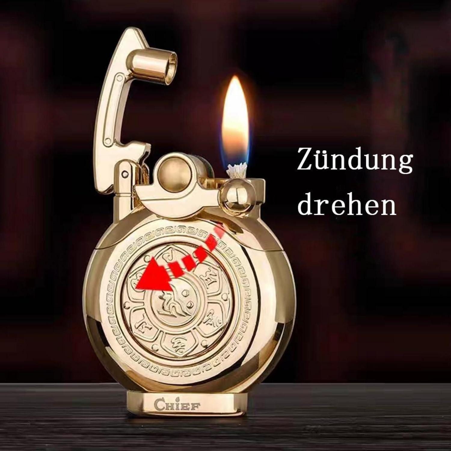 lliang Feuerzeuge Vintage Antikes Feuerzeug winddicht Trenchfeuerzeug Gold Ehemann Papa