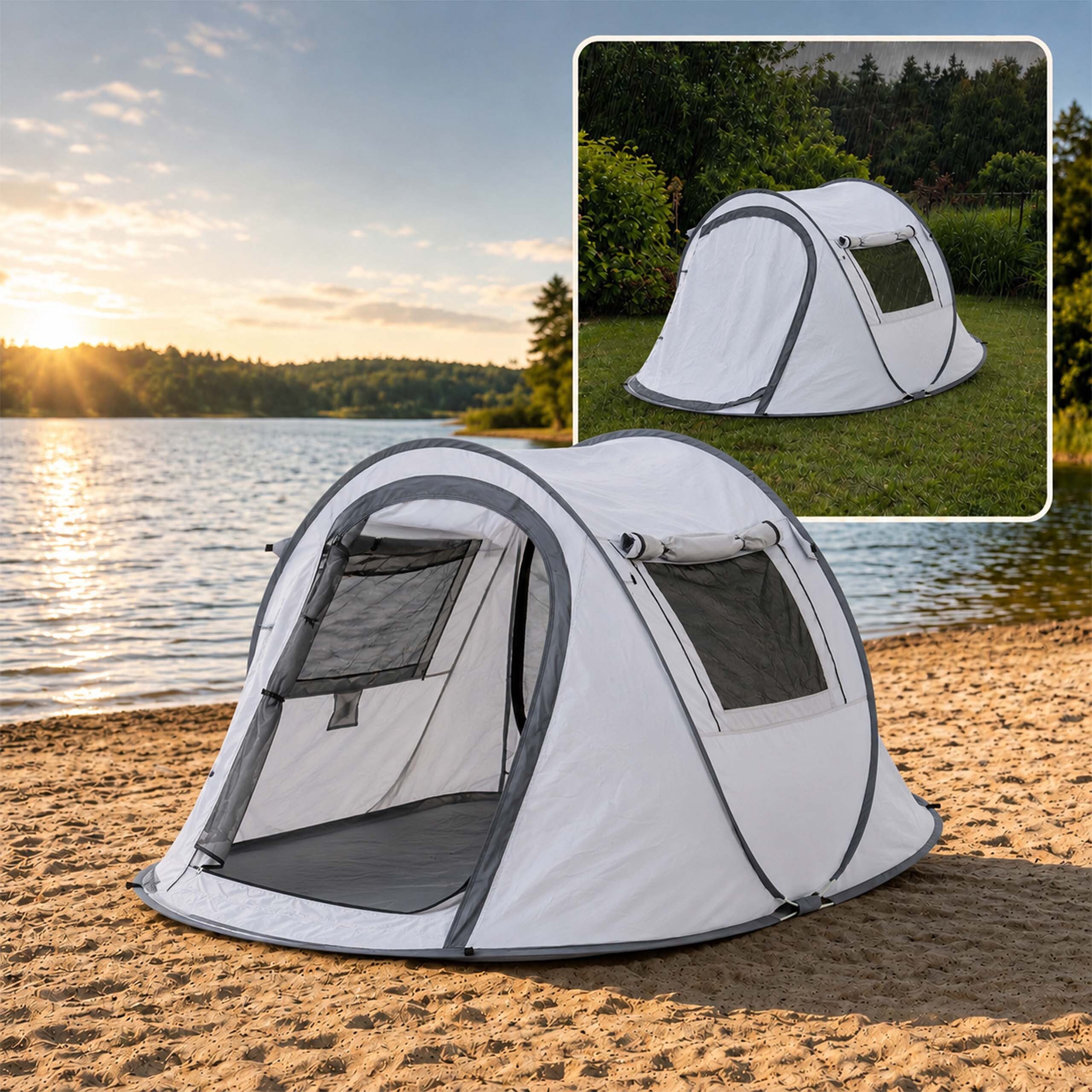 relaxdays Wurfzelt Pop Up Zelt 2–3 Personen Tunnel