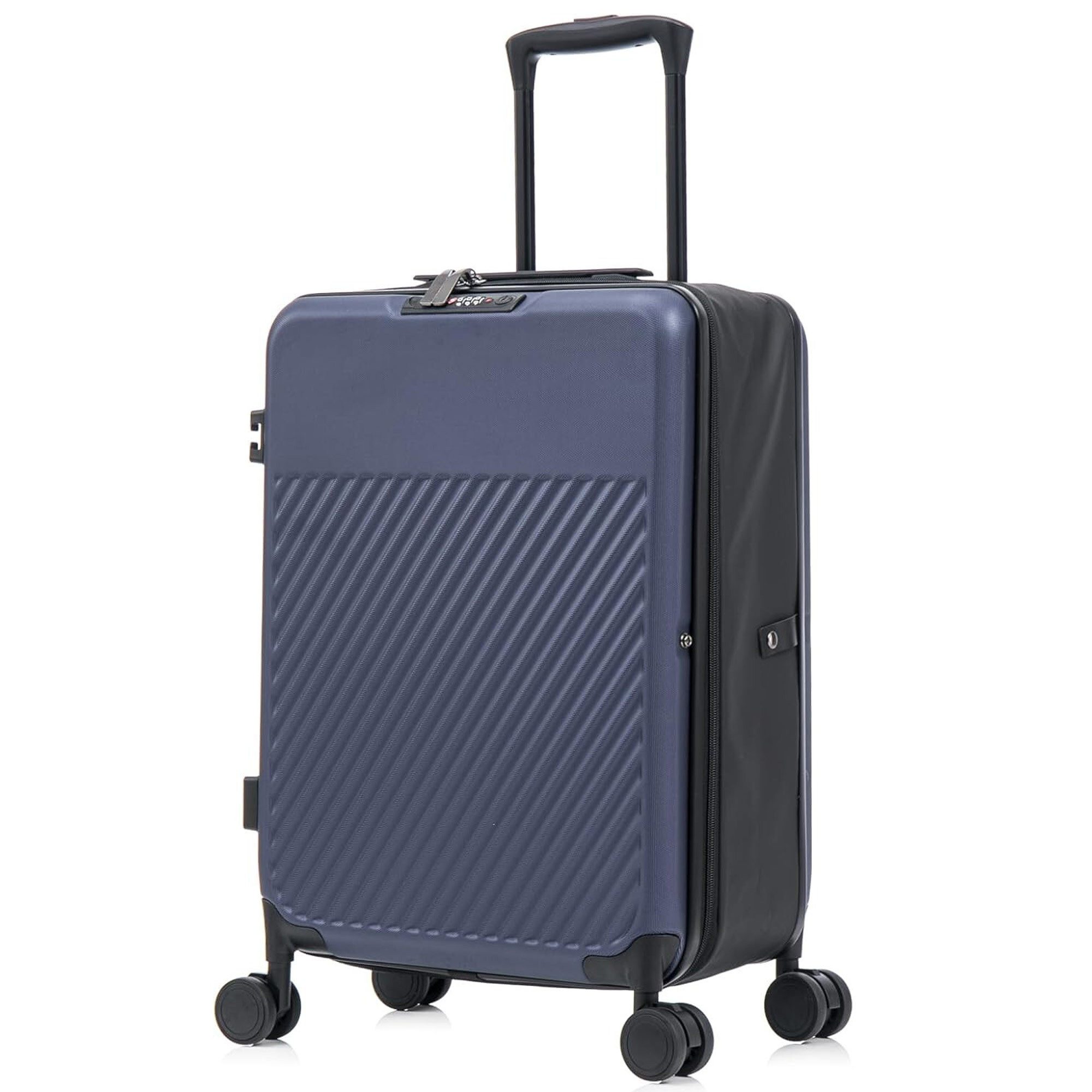 MS-Point Trolley Faltbarer Microfaser Hartschalen Koffer mit Rollen Blau, 4 Rollen
