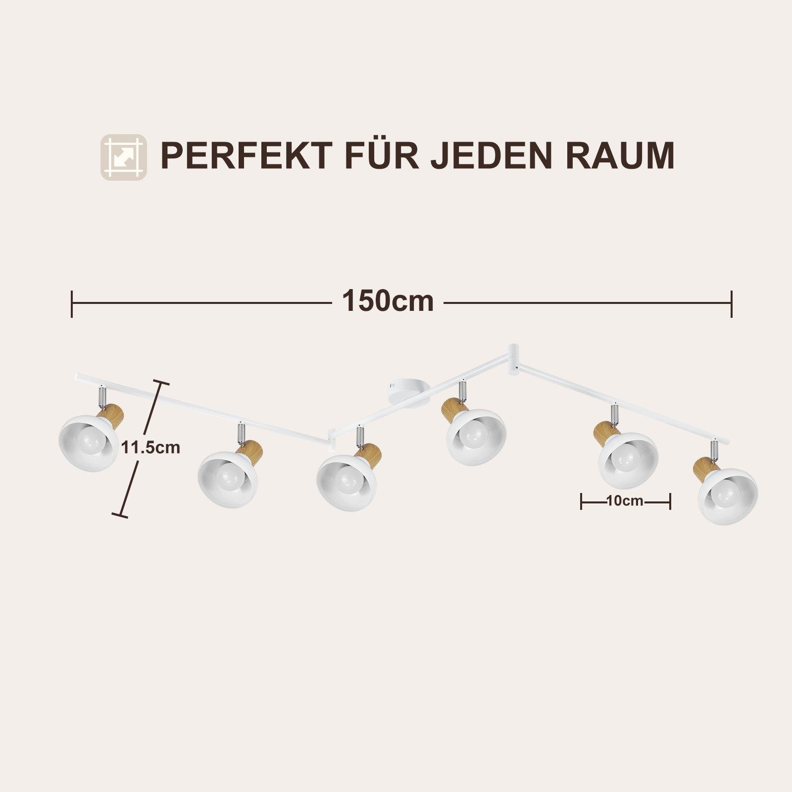 ZMH Deckenstrahler E14 Flammig Eisen Lampenschirm Deckenlampe Flur & Schlafzimmer, ohne Leuchtmittel, Weiß Schwenkbar 350° Modern Wohnzimmerlampe