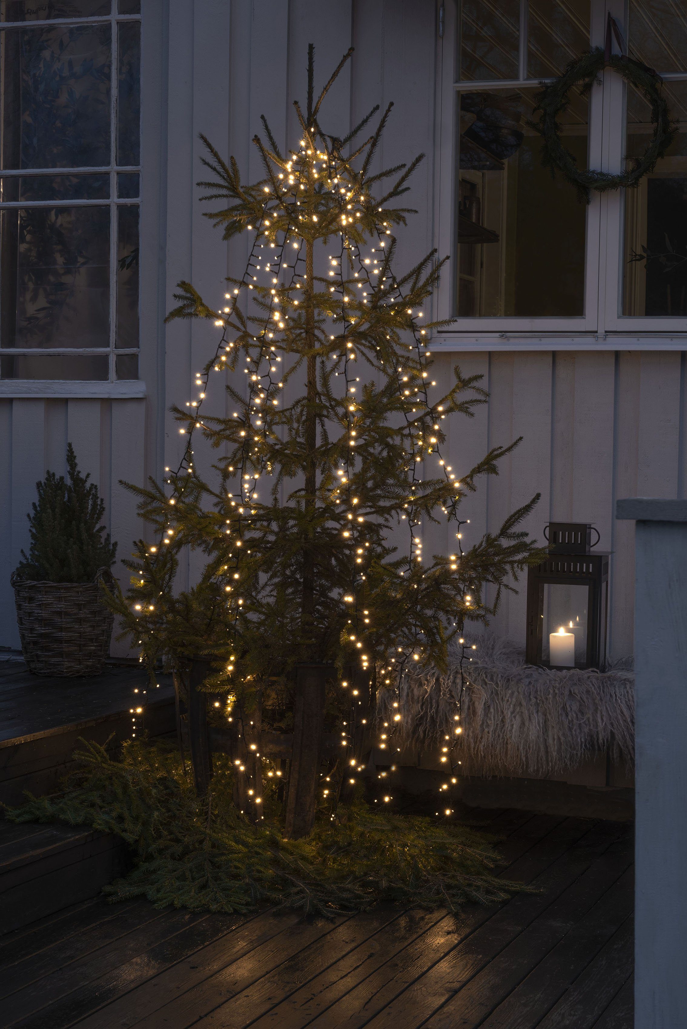 LED-Baummantel 1080-flammig, Lichterkette 6 Christbaumschmuck, aussen, 180 LED Weihnachtsdeko mit Micro Stränge Ring, Dioden à Compactlights KONSTSMIDE