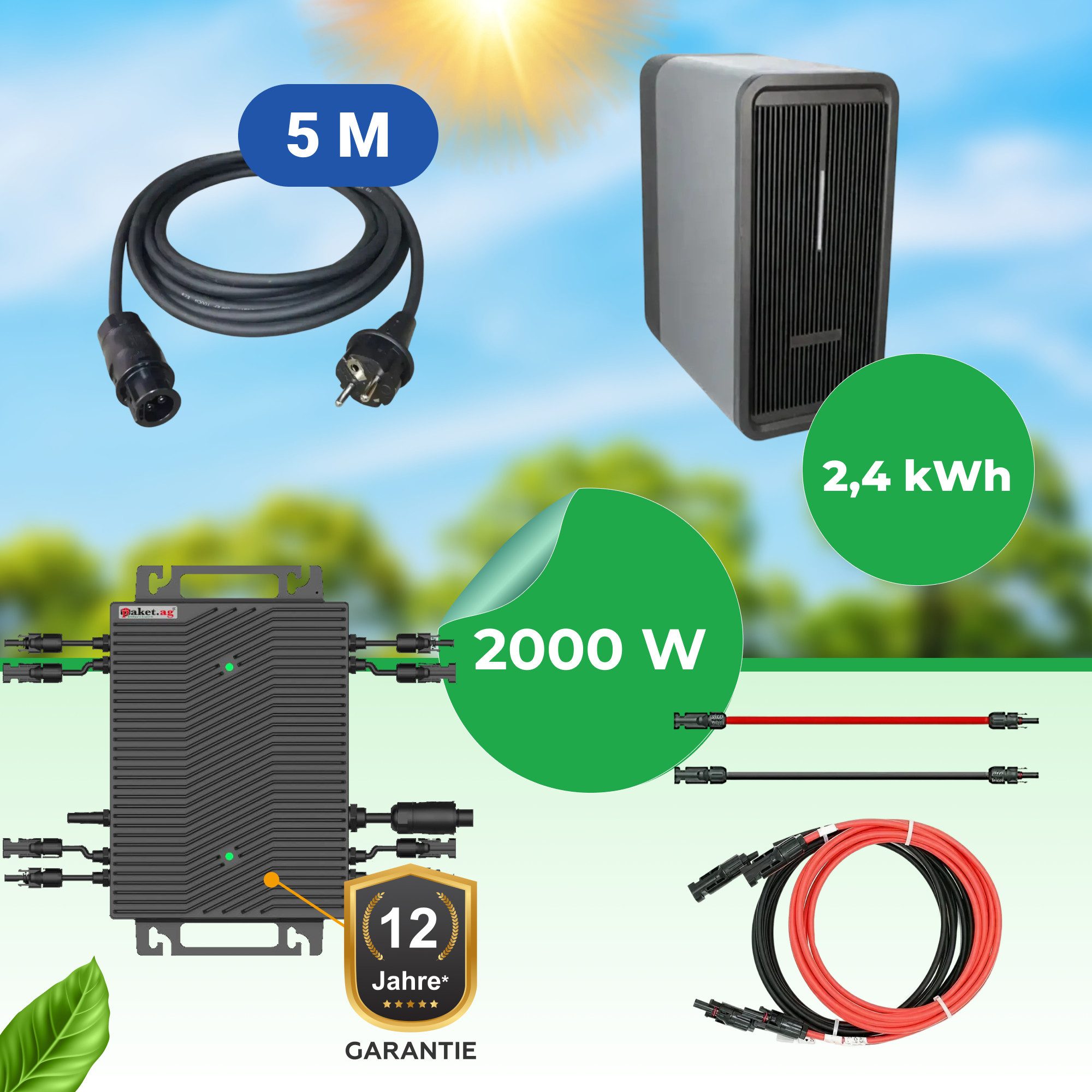 Paket.ag Wechselrichter HSEU-2000D WiFi Wechselrichter Mit Marstek B2500-D 2,24 kWh Speicher, (1 St)