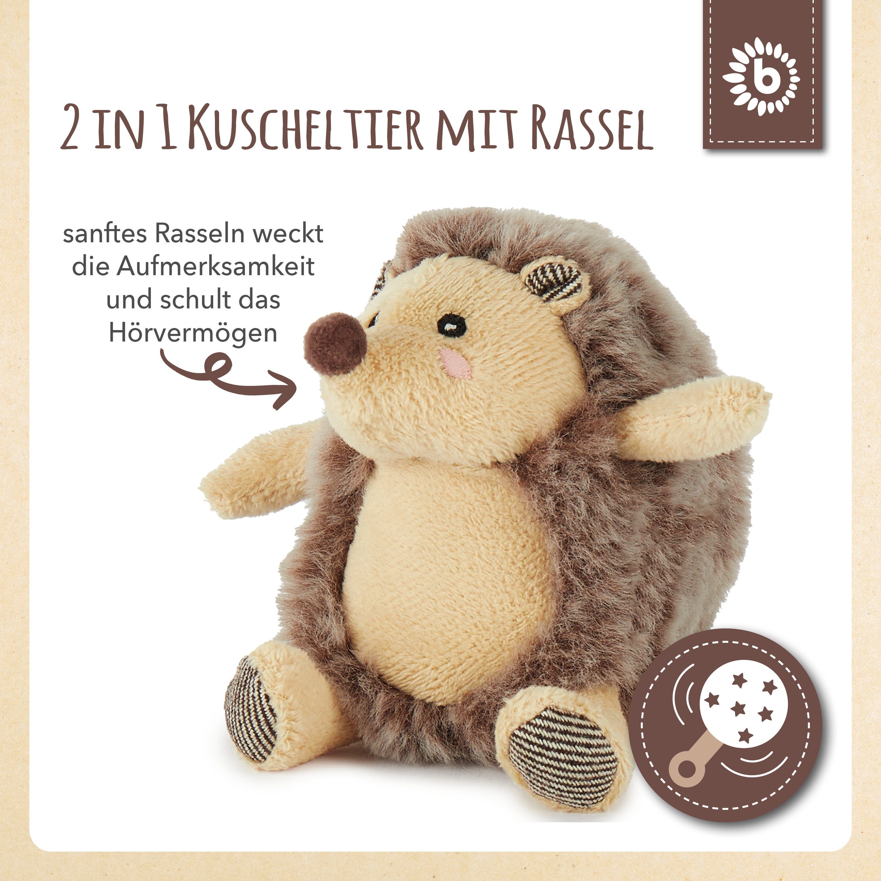 BIECO Greifspielzeug Bieco Plüsch Igel Spieltier Baby mit Rassel ca