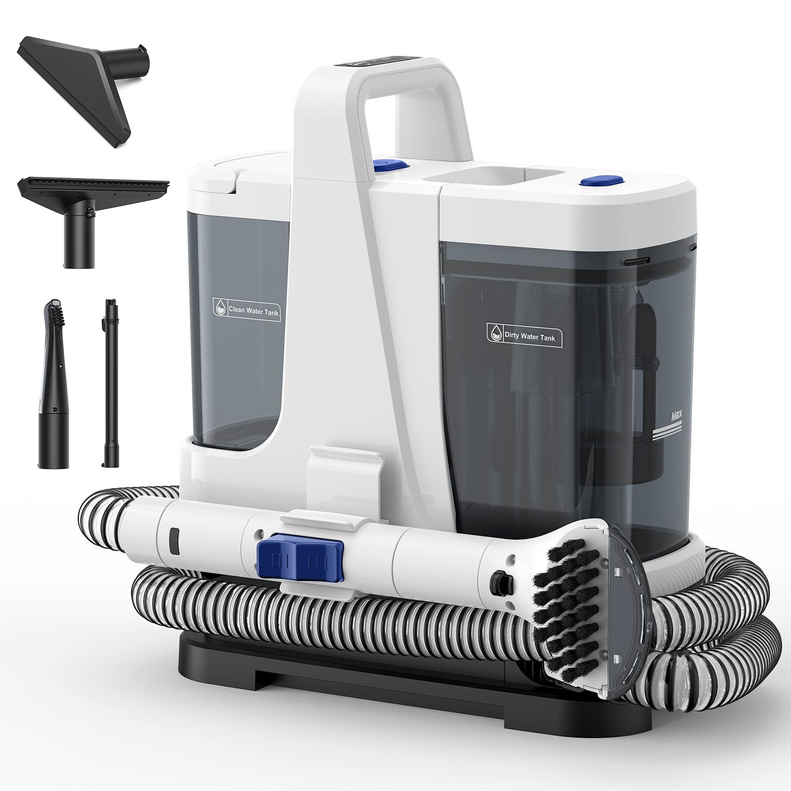 lubluelu Teppichreinigungsgerät V9 mit Dampffunktion Teppichreiniger Polsterreiniger 13.000PA 3-in-1, 1250 W, beutellos, 100°C Dampf, 60°C Heißwasser, Kaltwasser-Funktion, Selbstreinigung