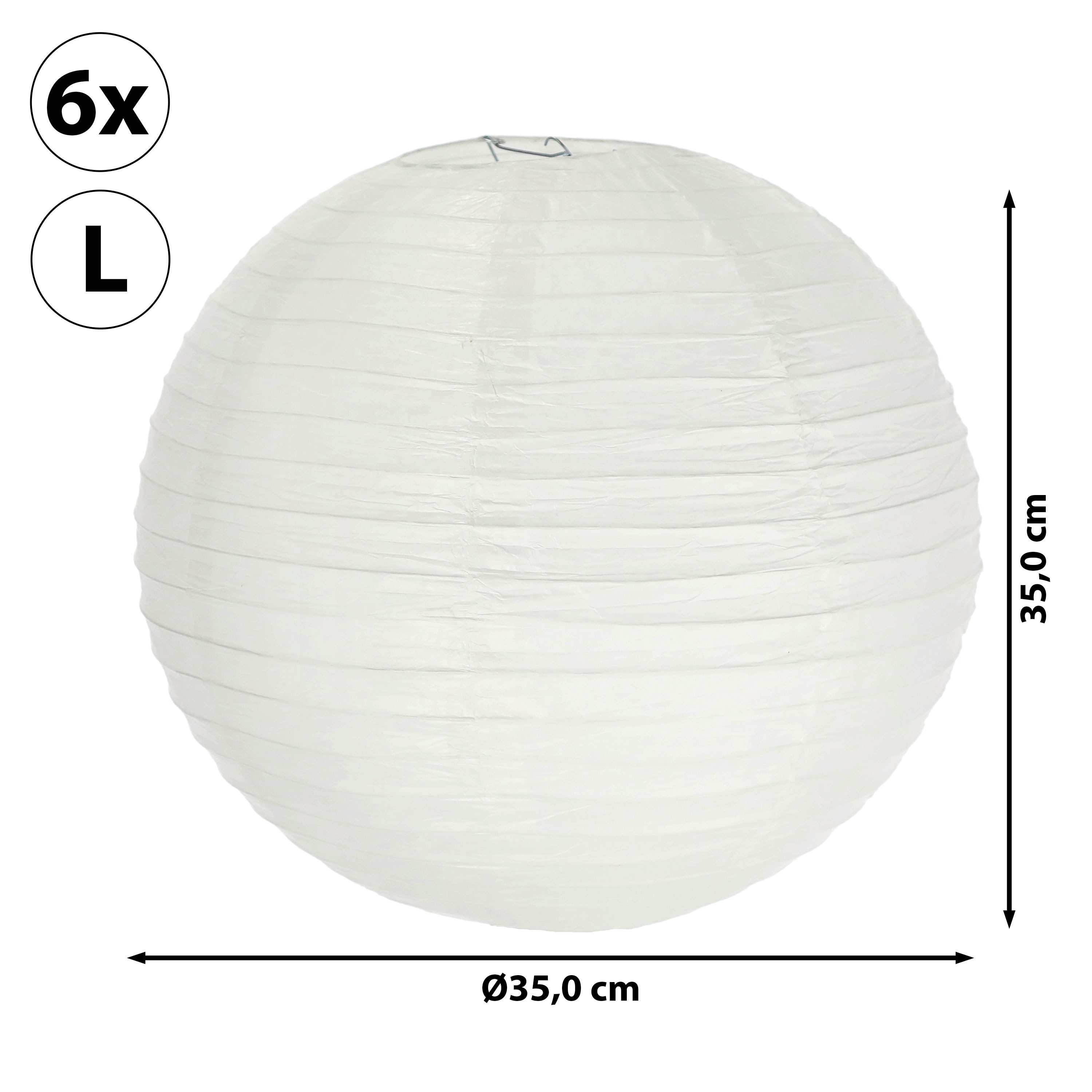 CEPEWA Lampion Papierlampion 6er Set Papier Ø35cm weiß Laterne Lampion Ballon Deko