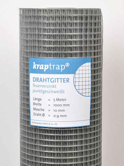 Kraptrap® Voliere Volierendraht Drahtgitter I Käfigdraht Schweißgitter I 10x10mm I 0,9mm stark Drahtzaun Maschendraht