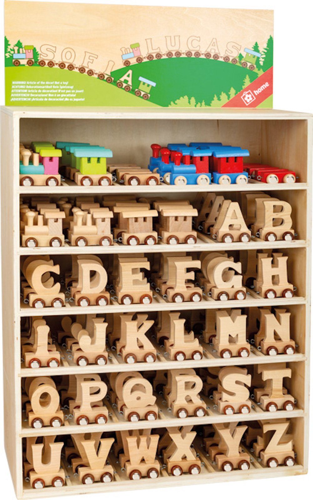 Small Foot Spielzeug-Zug Buchstabenzug Lokomotive, bunt, Holz, (Set, 1-tlg., 1), Einzigartiges Design, Made in Germany
