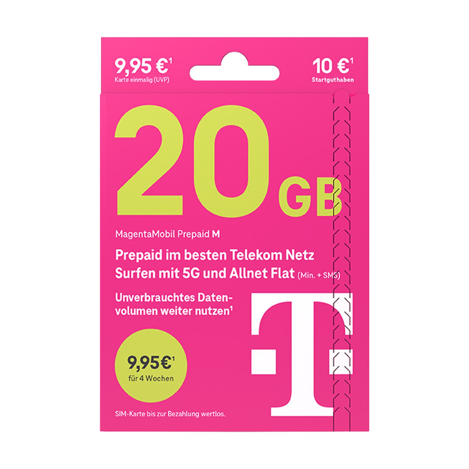 Telekom MagentaMobil Prepaid M Simkarte mit 10 € Startguthaben Prepaidkarte, (EU-Roaming inkl. CH/GB, 10 € Startguthaben)