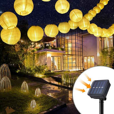 BlingBin Lampion »LED Lampion Solar Lichterkette Außen, 6,5 Meter Gesamtlänge, 30 LEDs warm-weiß – Lichterkette Solar, Lampions-Solar Außen, Solarlichterkette Balkon«