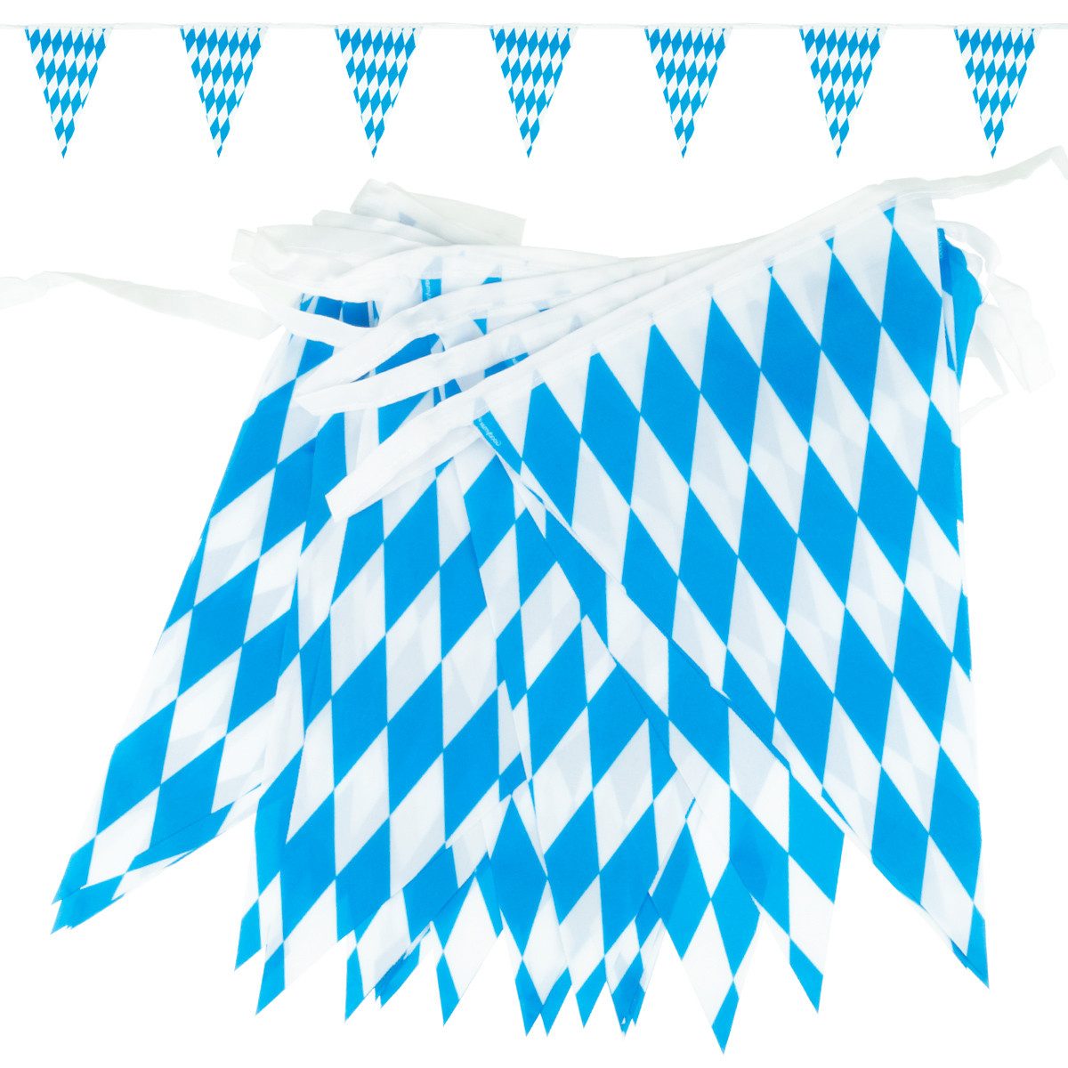 Goodymax Hängedekoration Wimpelkette Oktoberfest Bayern Wiesn Deko (20 x 30 cm / 10 Meter lang, 1 Wimpelkette), 25 Wimpel