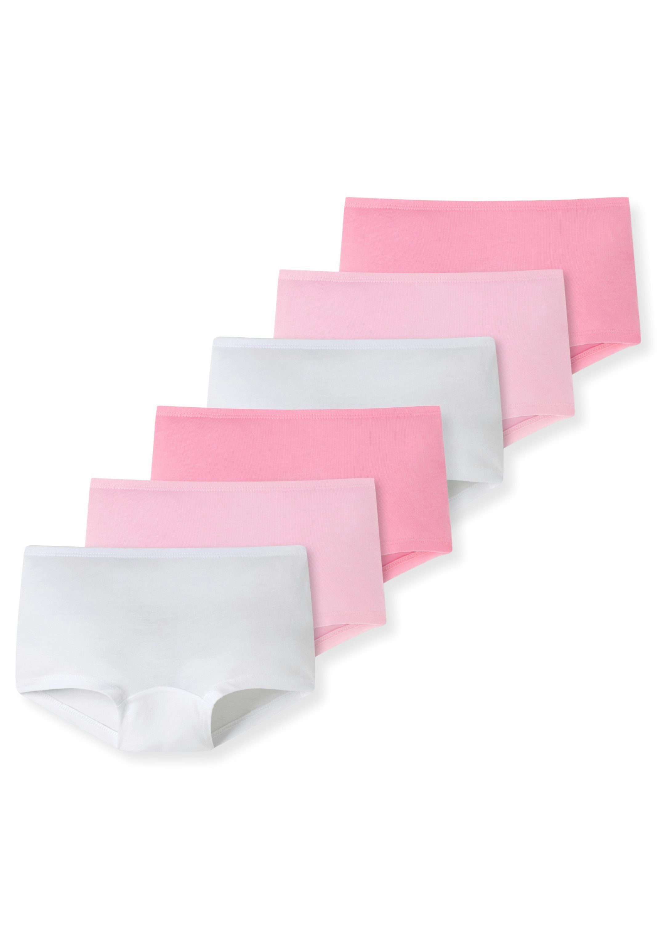 Schiesser Panty 6er Pack Weiß/Rosa-910 - Organic Short - 6-St) Slip Kids Baumwolle 95/5 Cotton (Spar-Set, Girls