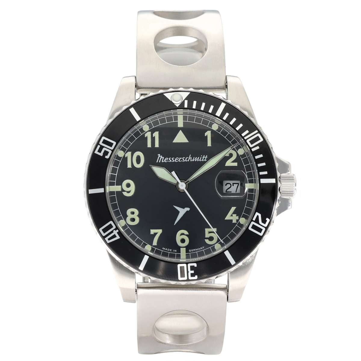 Messerschmitt Taucheruhr ME-98294SQ-RS, Herrenuhr Flieger x Taucher Stahl/Schwarz