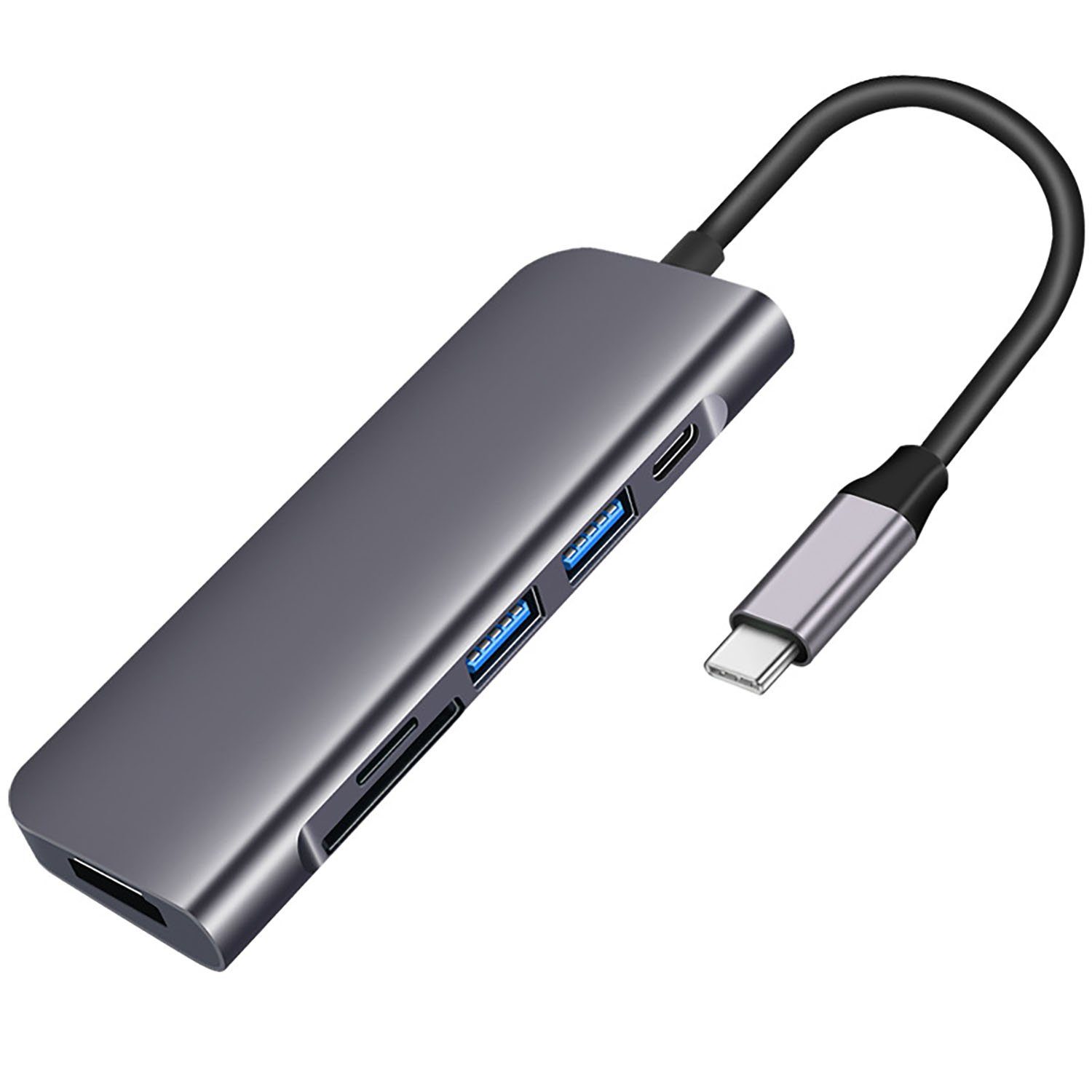 IBETTER USB C Hub 7-in-1 mit 4K 60Hz HDMI, 100W PD, SD/microSD, 2 USB 3.0  Kompatibel mit MacBook Air/Pro, iPad Pro/Air, Surface Pro 7, XPS Book usw.  USB-Adapter, 4 Fache Smart Chips