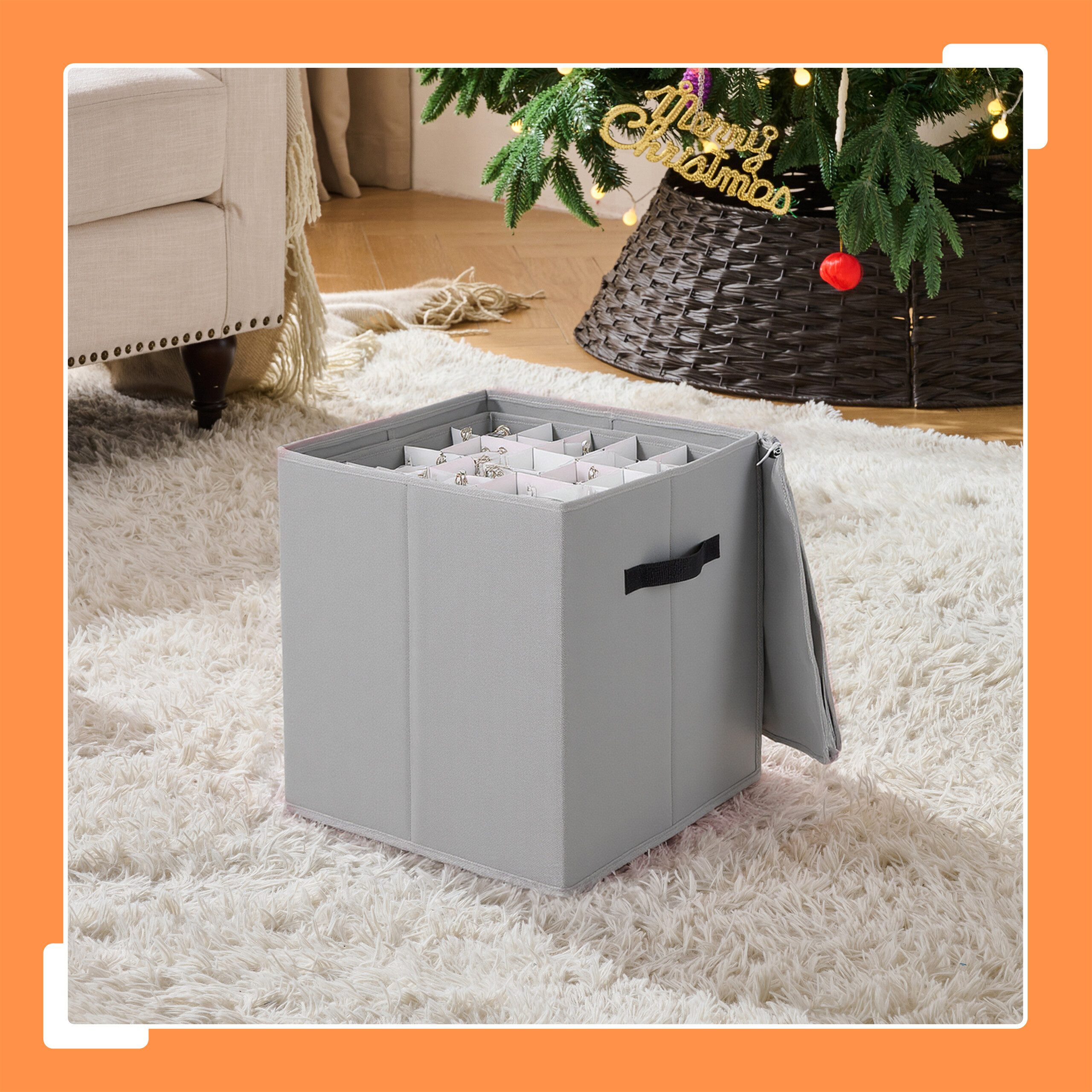 relaxdays Aufbewahrungsbox Weihnachtskugel Aufbewahrungsbox, grau günstig online kaufen