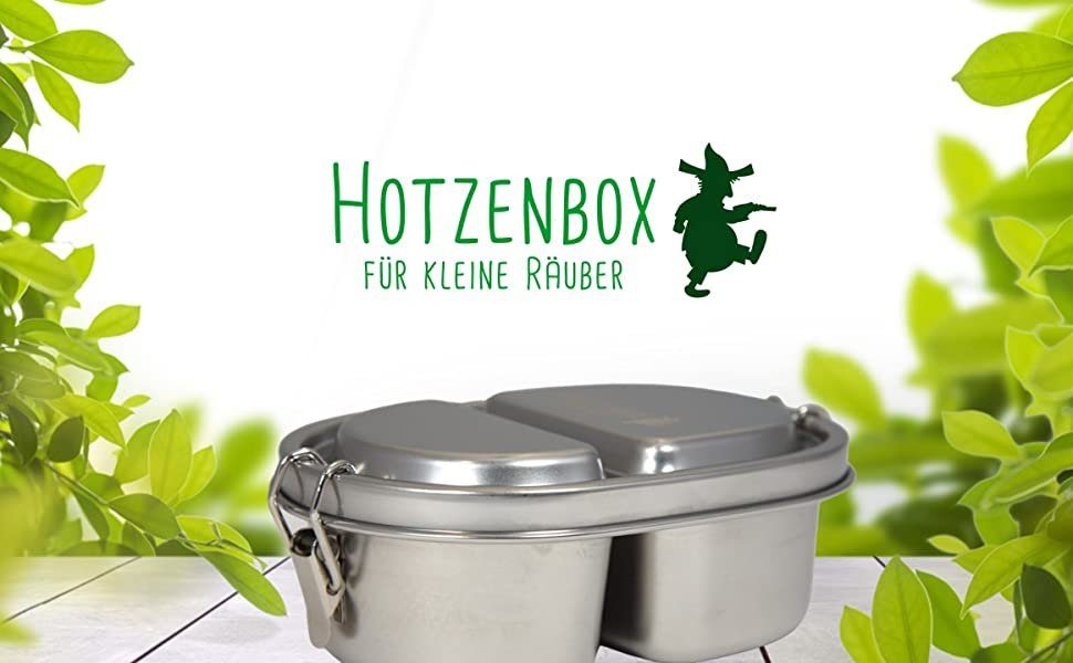 nachhaltig Edelstahl, Fächer, Hotzenbox Premium, wiederverwendbar und 2 Lunchbox Brotdose 500ML Bambino Hotzenbox