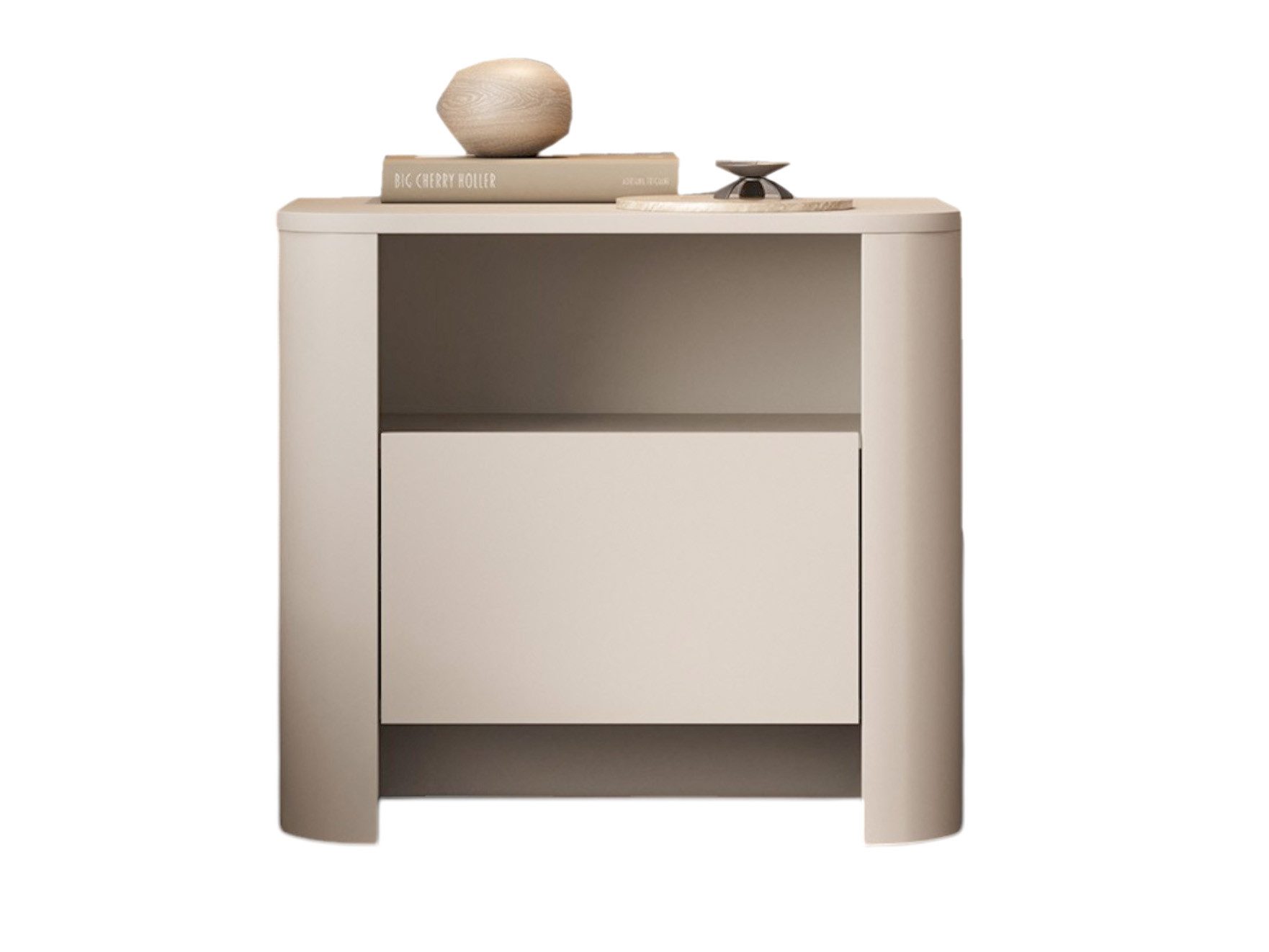 Nachttisch mit Schublade BORS, Nachtschrank, abgerundetes Design