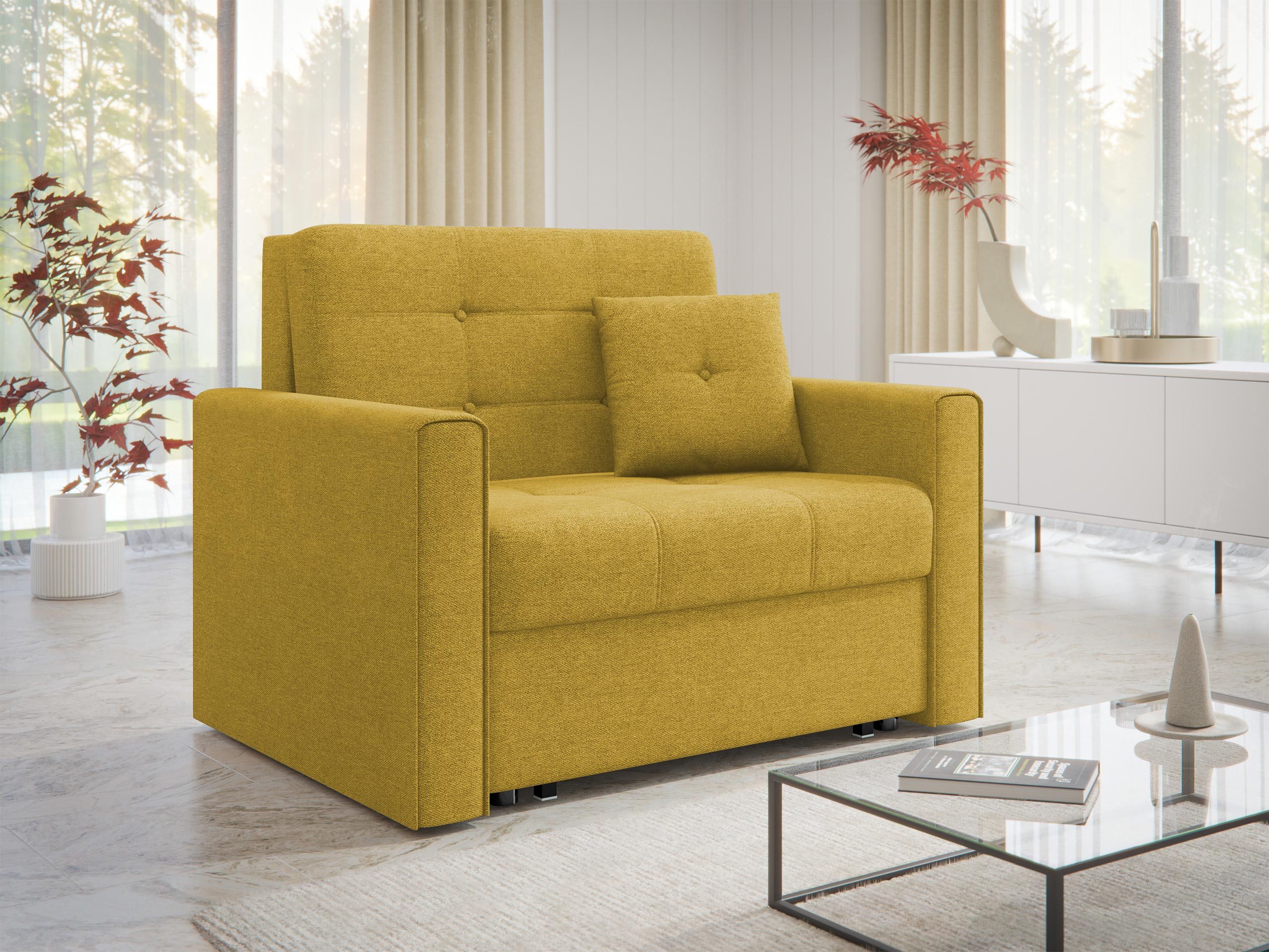 MIRJAN24 Schlafsofa Viva Lux I, mit Schlaffunktion und Bettkasten, einsitzer, inkl. Kissen