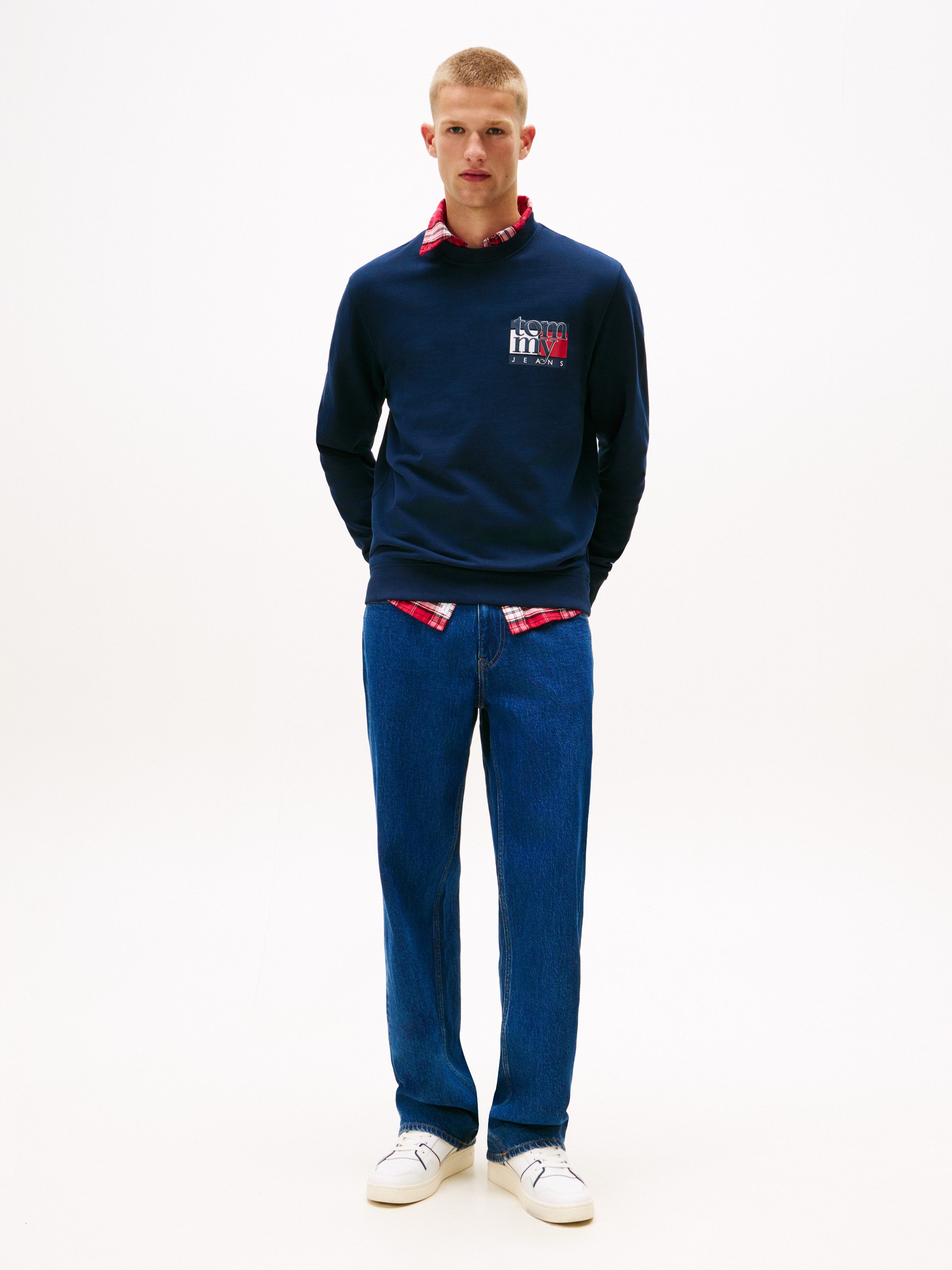 Tommy Jeans Sweatshirt TJM RWB FLAG Rundhals, regular fit, Print, Rippbündchen