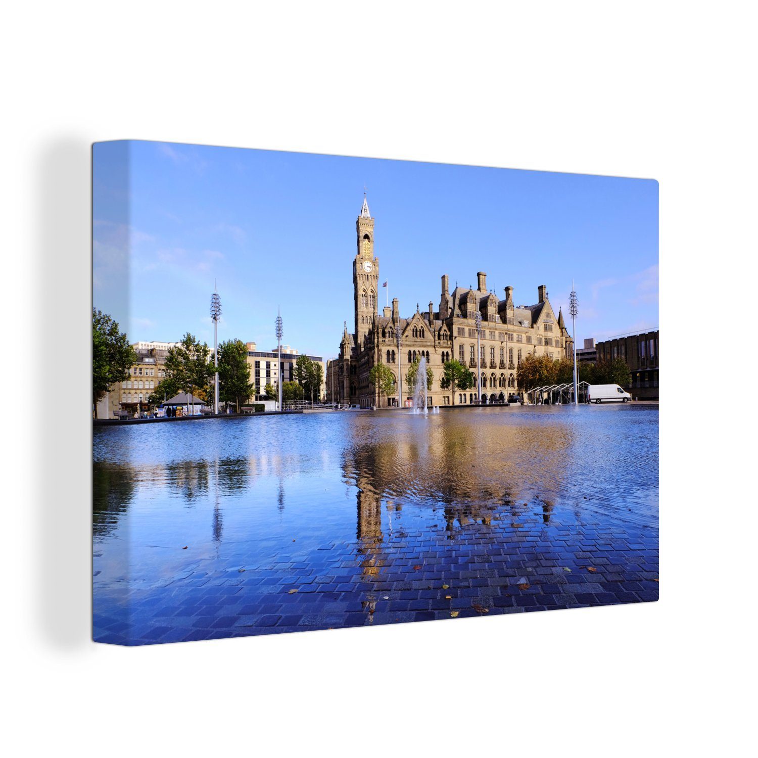 OneMillionCanvasses® Leinwandbild Rathaus von Bradford in England, (1 St), Wandbild Leinwandbilder, Aufhängefertig, Wanddeko, 30x20 cm