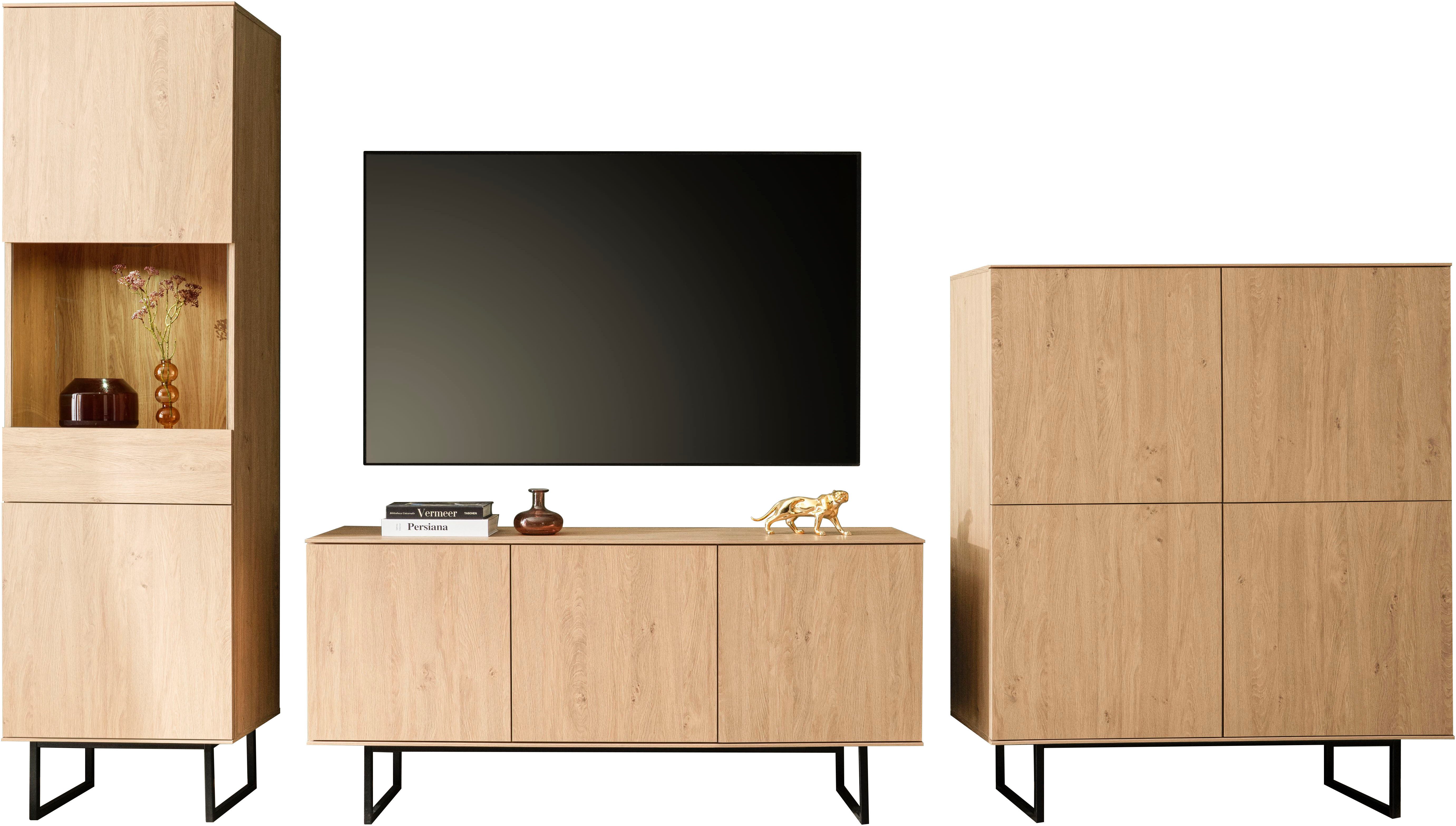 Home affaire Wohnwand Lund, moderne Anbauwand, Wohnzimmer-Set in Stone Oak, günstig online kaufen