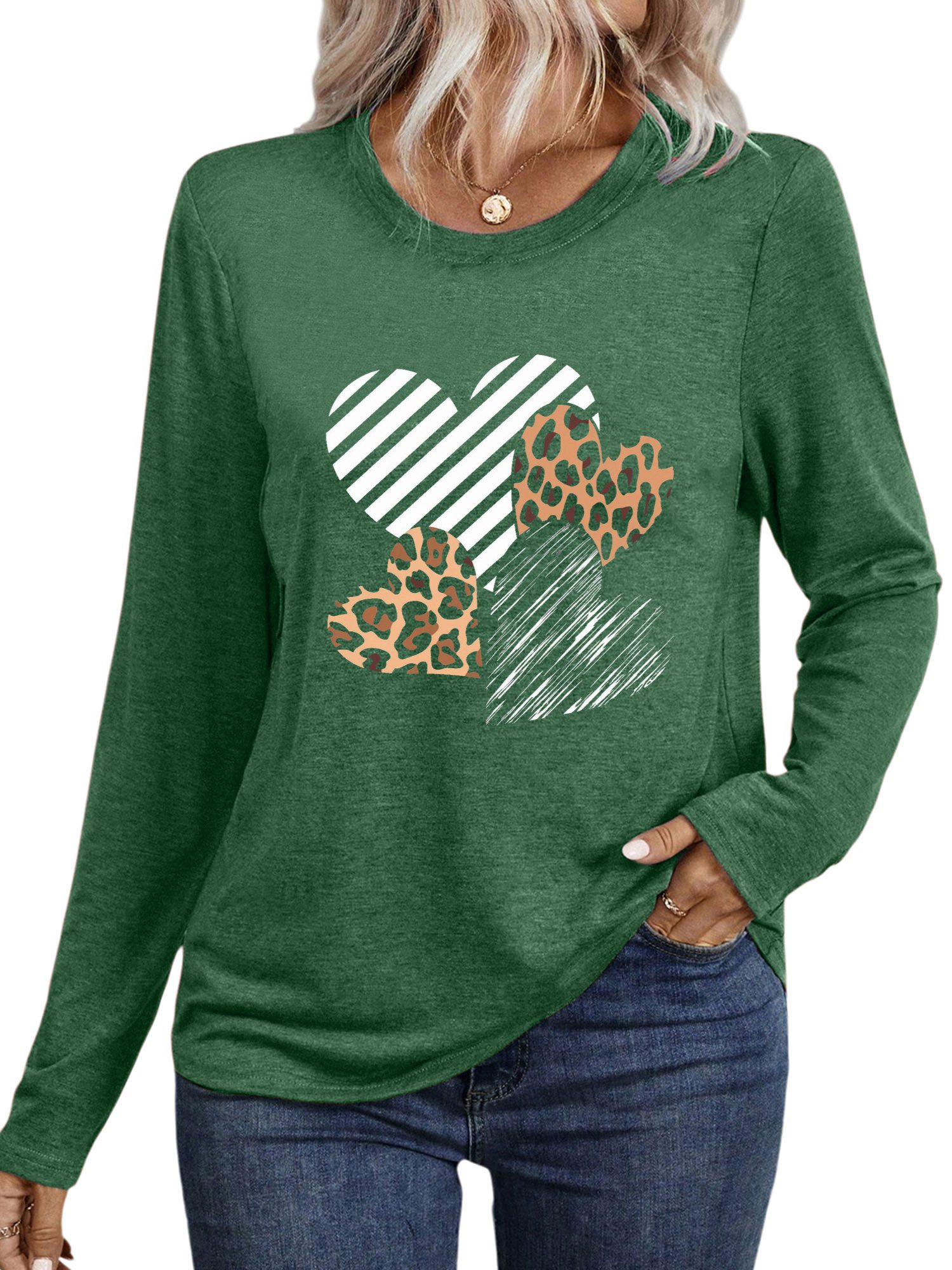 PYLIKE Longsleeve Shirts Damen Casual Graffiti-Herz günstig online kaufen