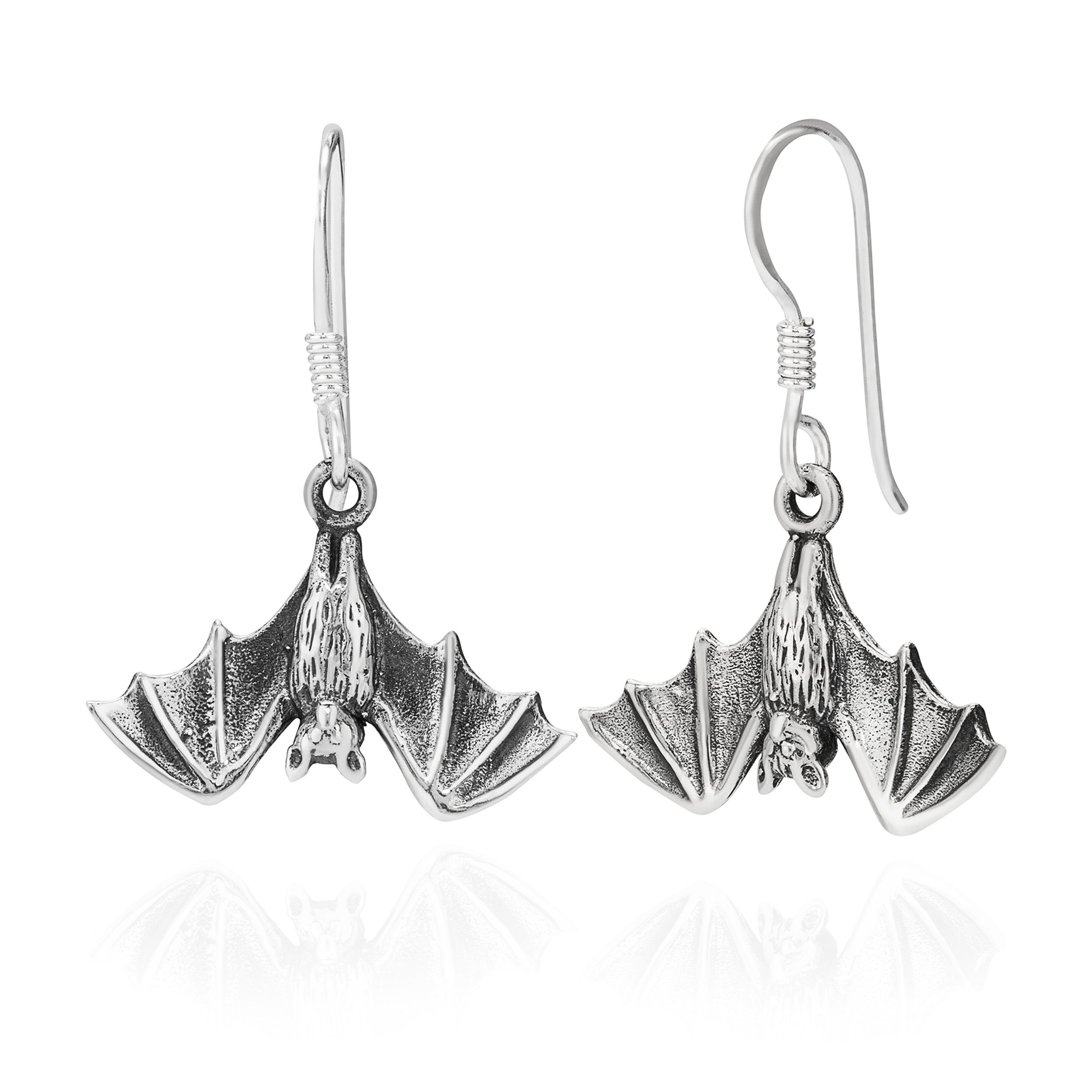 Paar Ohrhänger Paar Ohrhänger Fledermaus 925 Silber 15x20mm Vampi